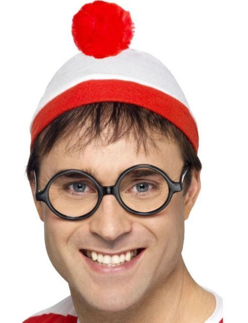Bobble Hat. White + Red Pom Pom One Size- Excellent Quality Christmas Present
