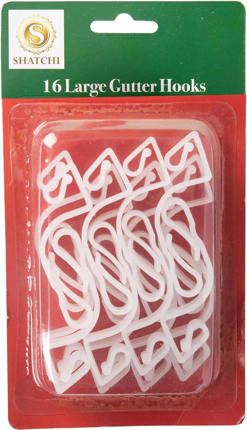 Large Gutter Hooks Christmas Rope String Light Hanger Clear Plastic Clips 32pcs