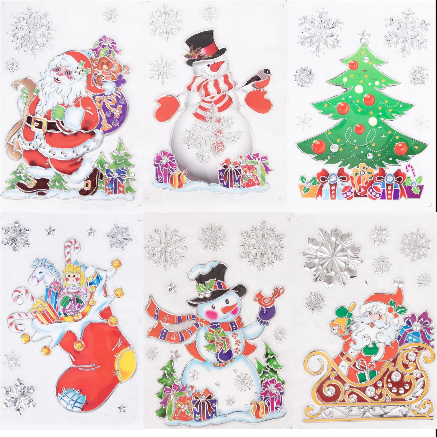 3D Window Stickers 6 Assorted Sheets (40 Stickers) -Each Sheet Size 23*38Cm