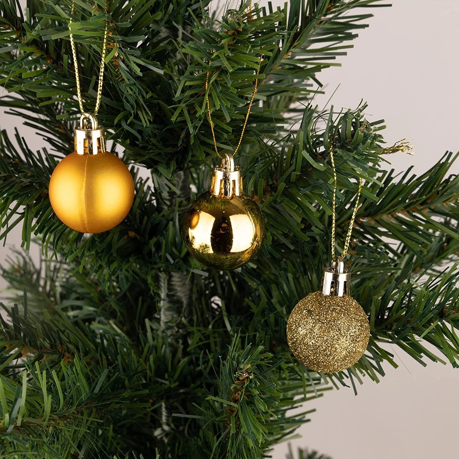 24pcs Christmas Baubles Hanging Decorations Gold Balls Xmas Tree Ornaments 30mm