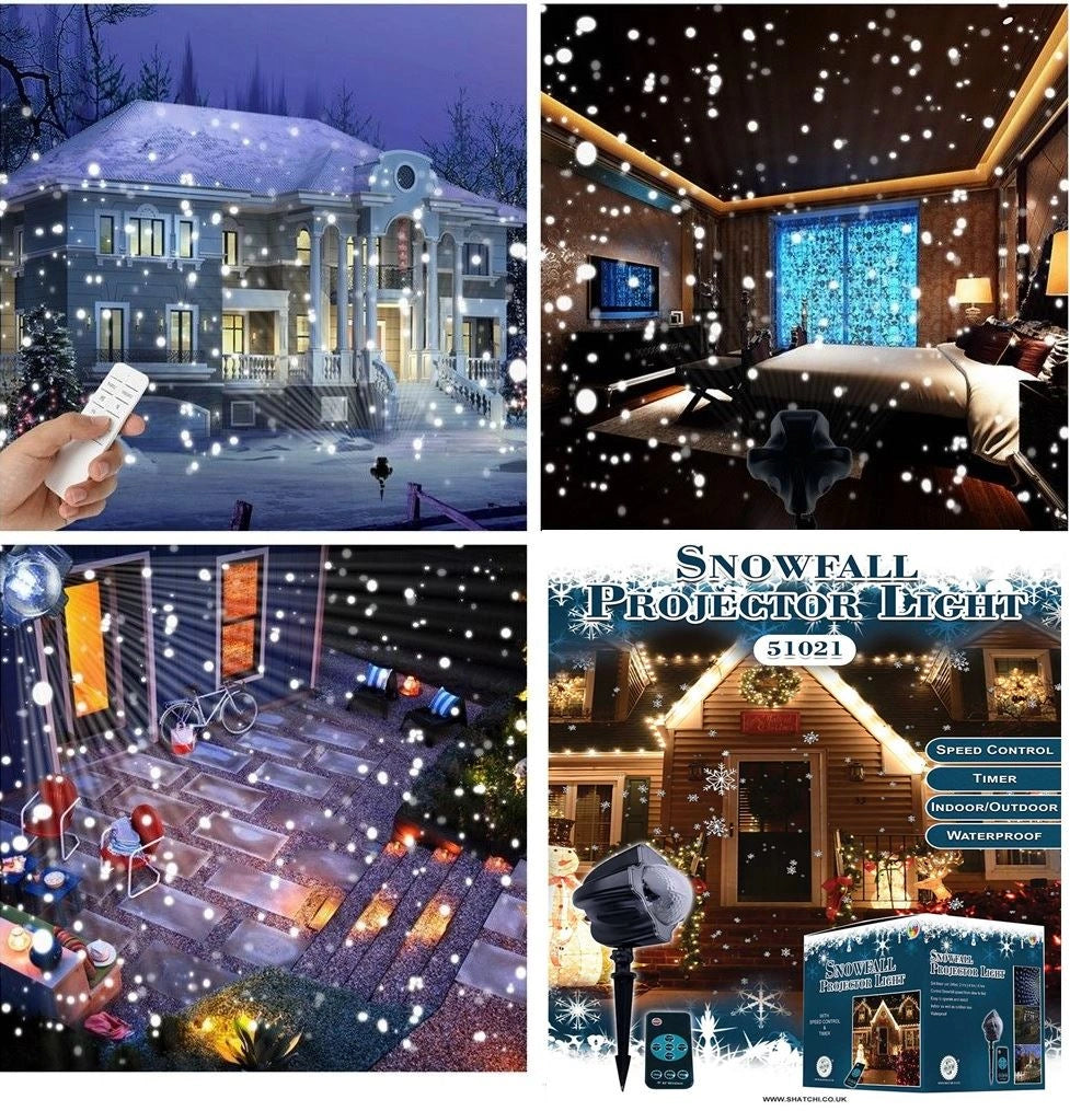 Outdoor Christmas Decorations Lights LED Snow Falling Moving Projector Home