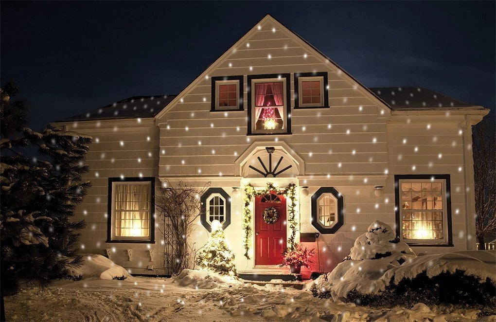 Outdoor Christmas Decorations Lights LED Snow Falling Moving Projector Home