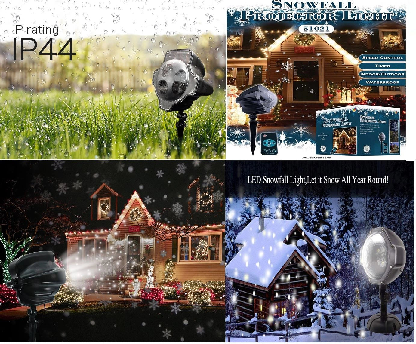 Outdoor Christmas Decorations Lights LED Snow Falling Moving Projector Home
