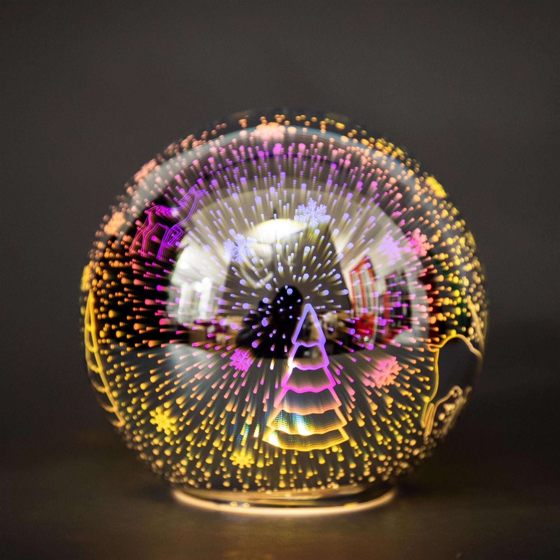 Christmas Crystal Ball D Colorful Table Light Led Globe Forest 13cm Home Decor