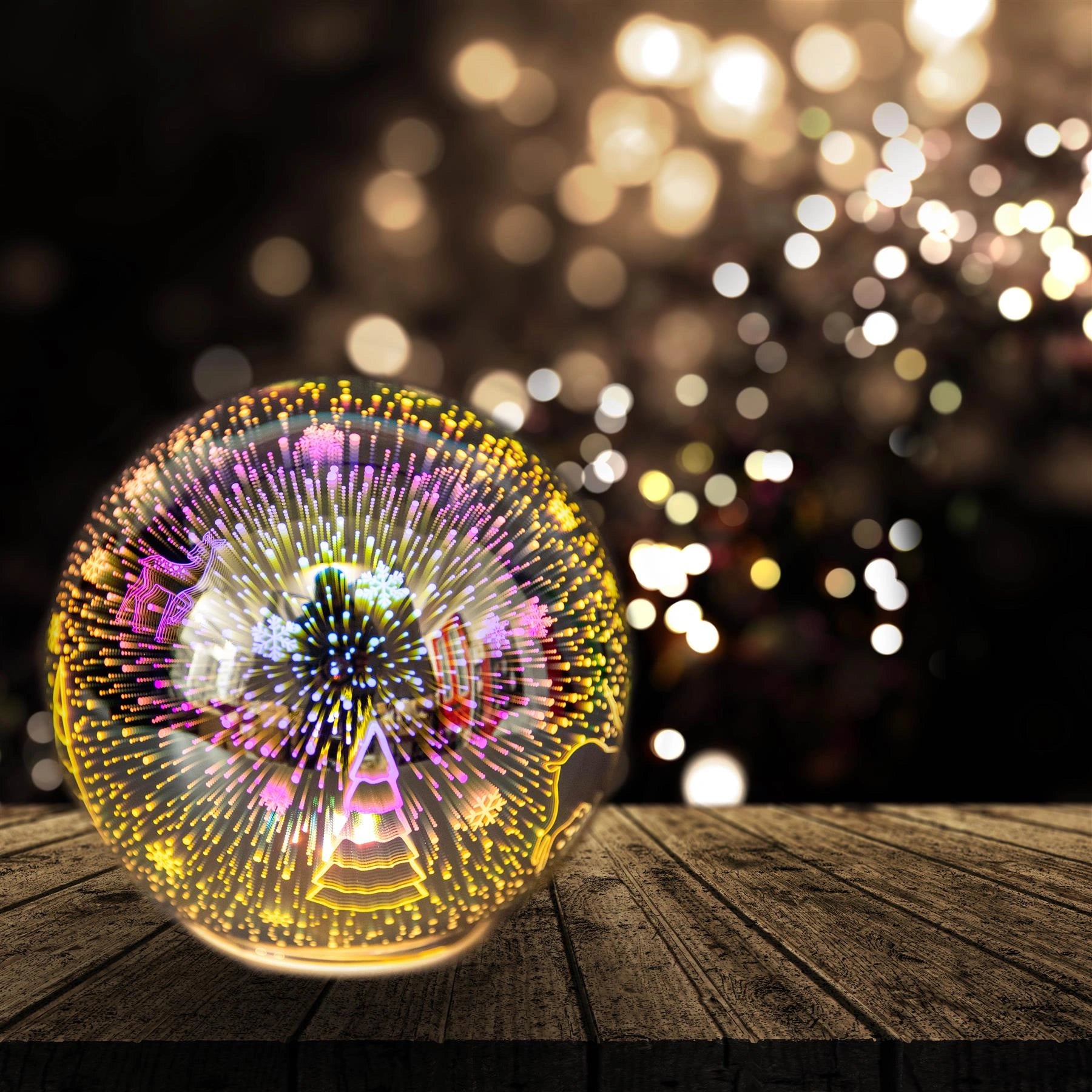 Christmas Crystal Ball D Colorful Table Light Led Globe Forest 13cm Home Decor