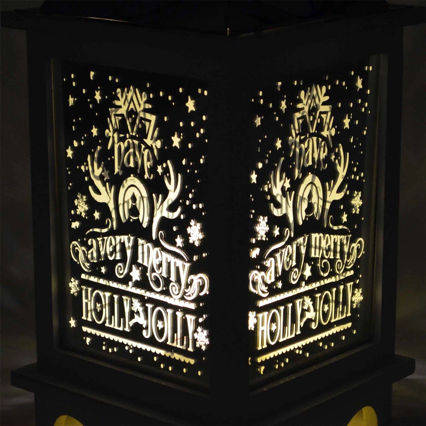 Christmas Decorations Lantern White Wooden - LED Lights Home Battery Lights