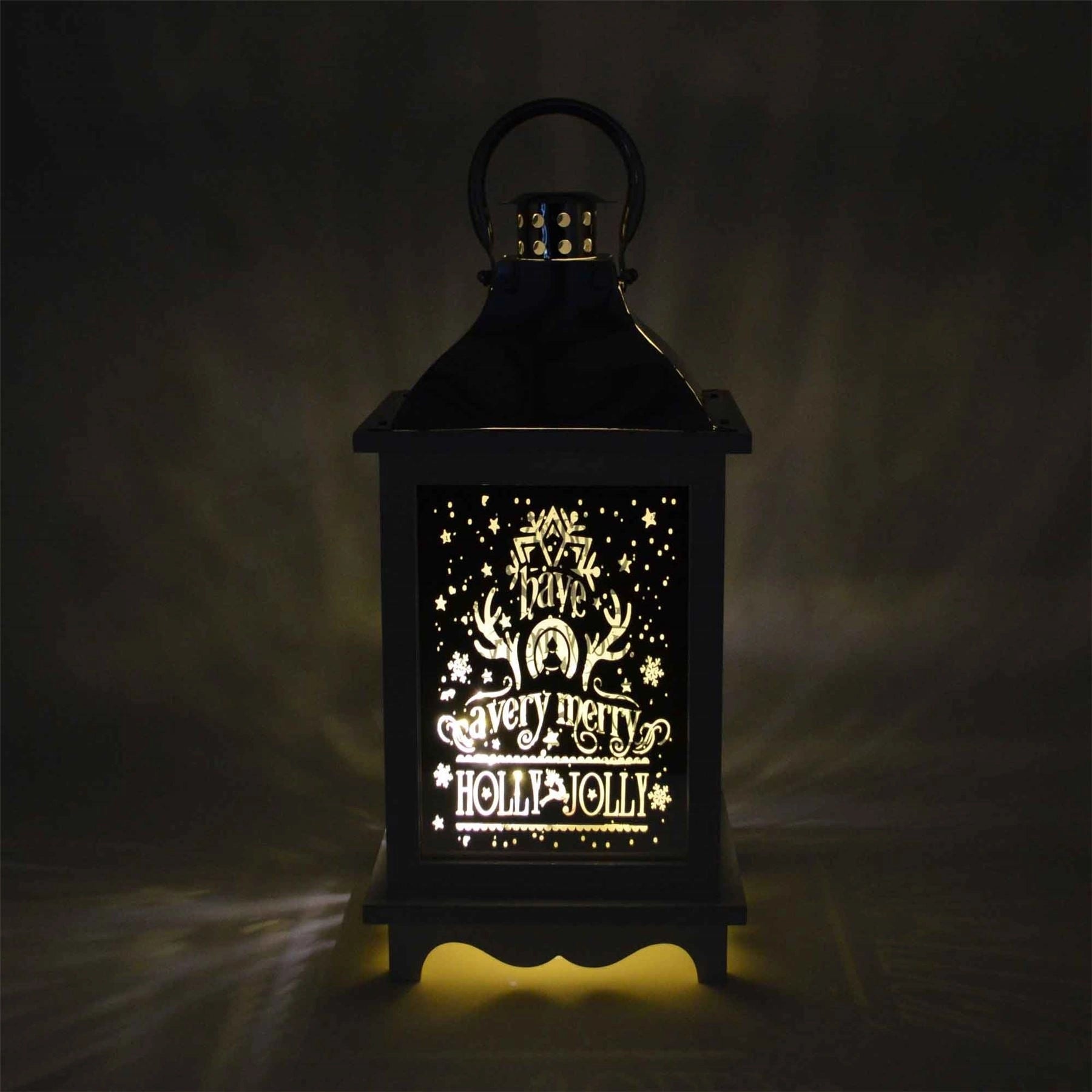 Christmas Decorations Lantern White Wooden - LED Lights Home Battery Lights