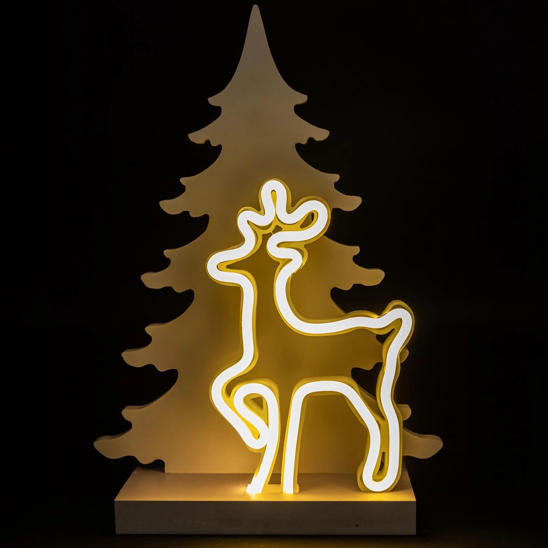 40cm Reindeer Silhouette Light Battery Operated Lamp Tree Xmas Home Decorations