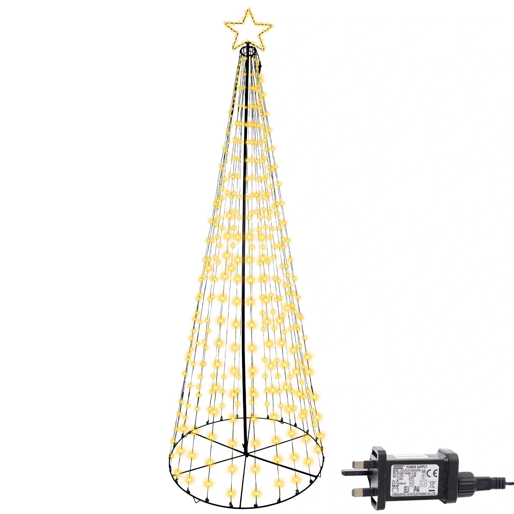 Christmas Cone Tree Maypole Star Topper Multifunction LED Lights Xmas Decor 7FT