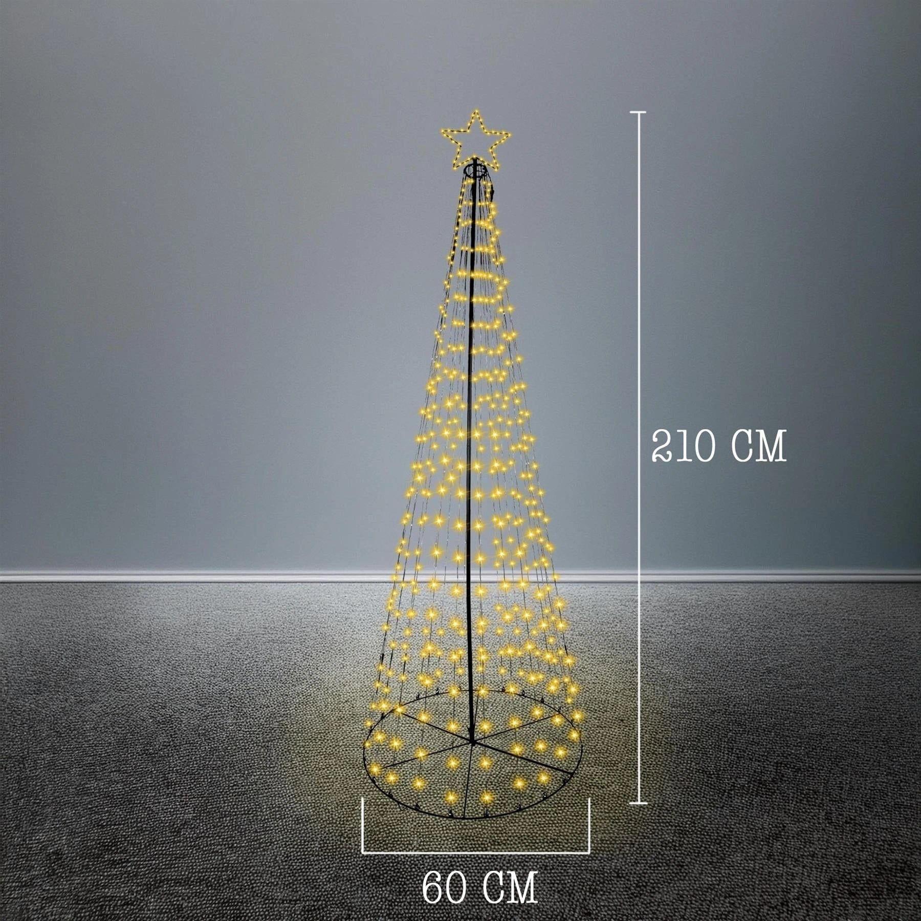 Christmas Cone Tree Maypole Star Topper Multifunction LED Lights Xmas Decor 7FT