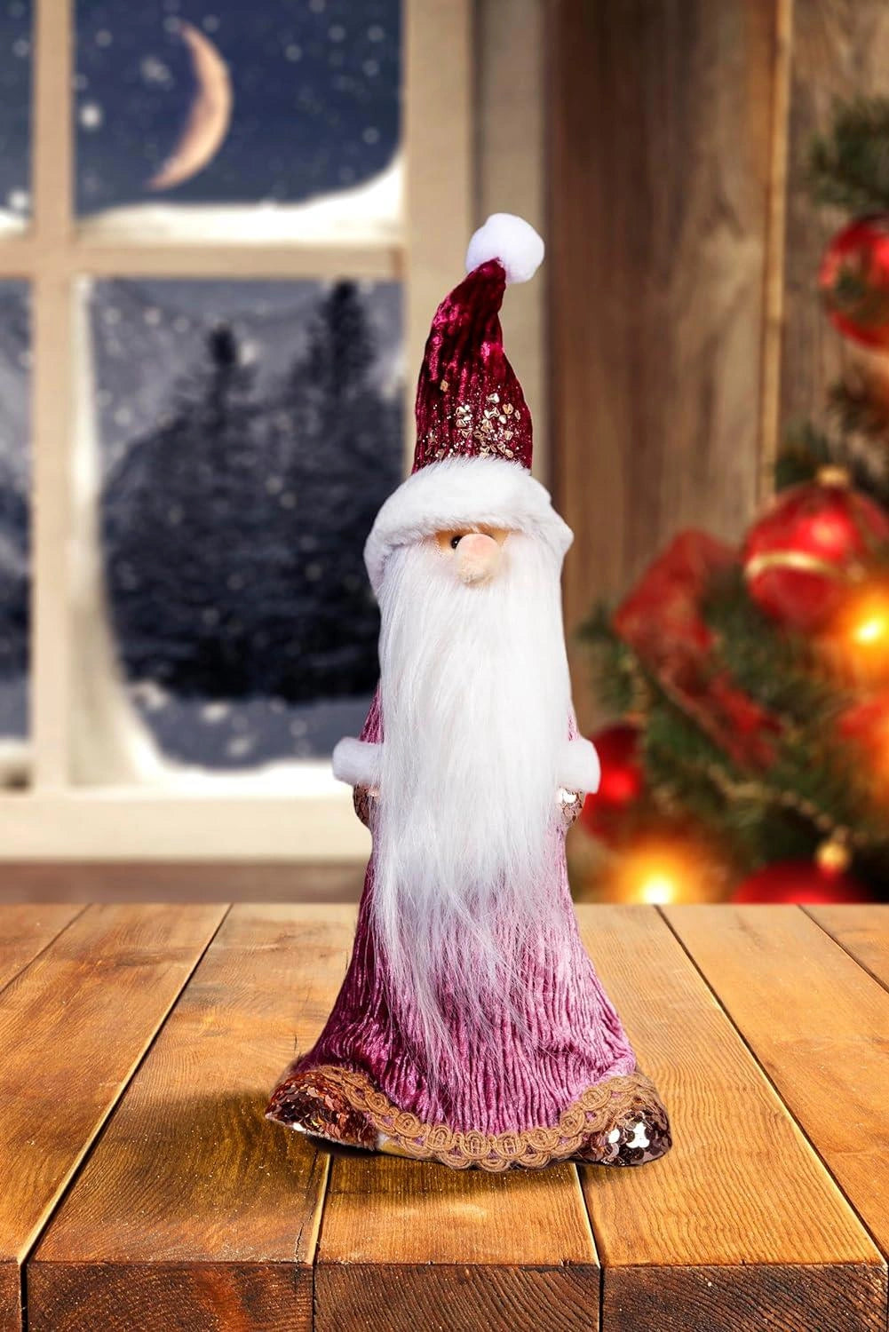 66Cm Burgundy Santa - Christmas Figurine