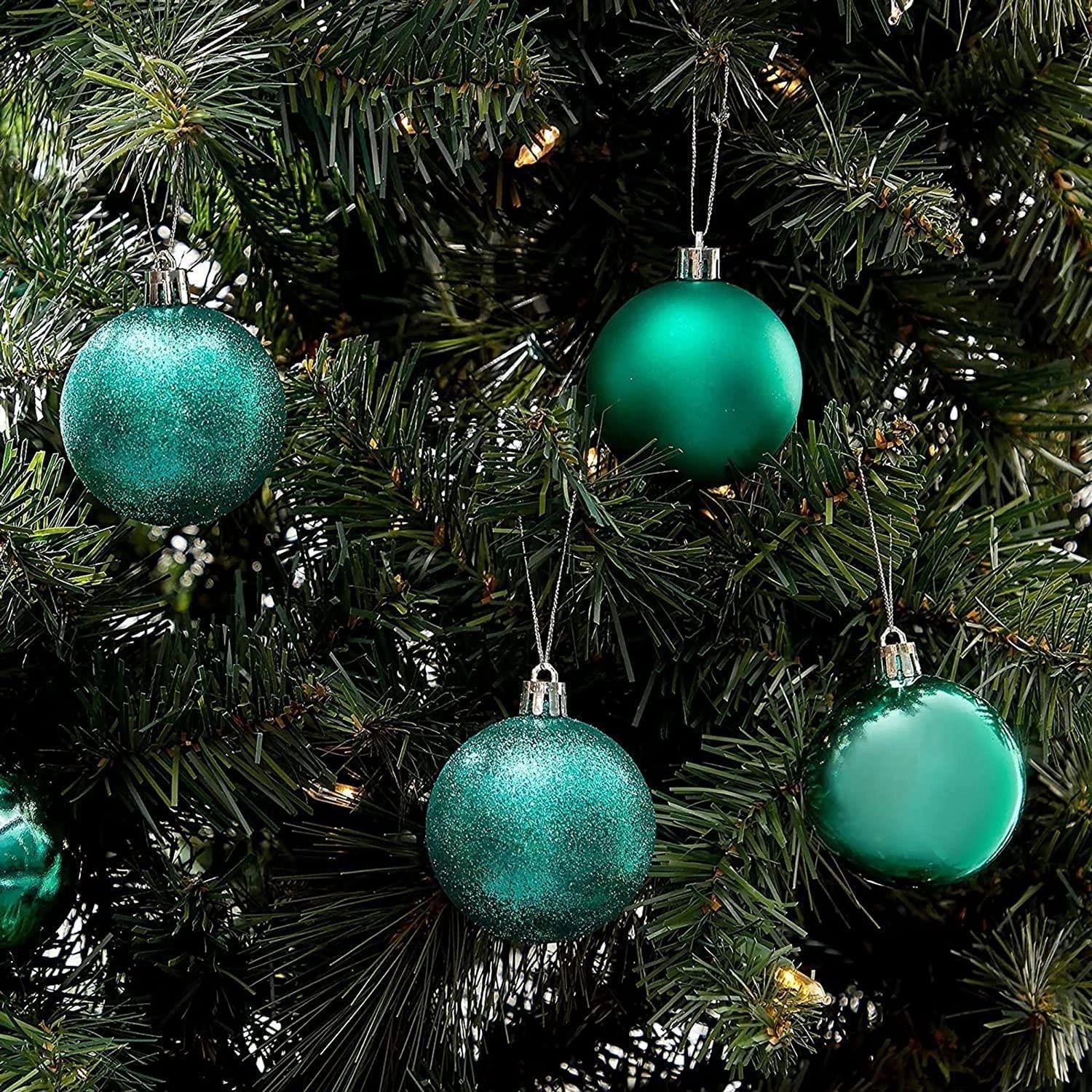 24X Christmas Baubles Tree Ornament Emerald Green Xmas Hanging Decorations 50mm