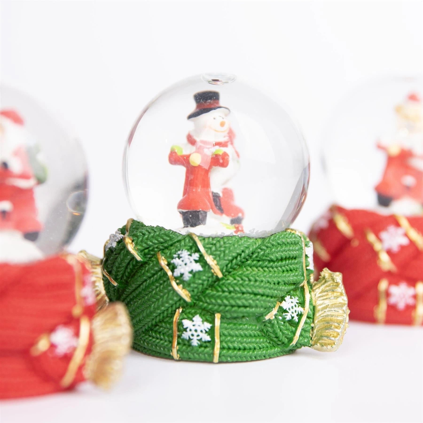 7cm Christmas Snow Globe Santa Reindeer Scarf Tabletop Window Xmas Home Decor