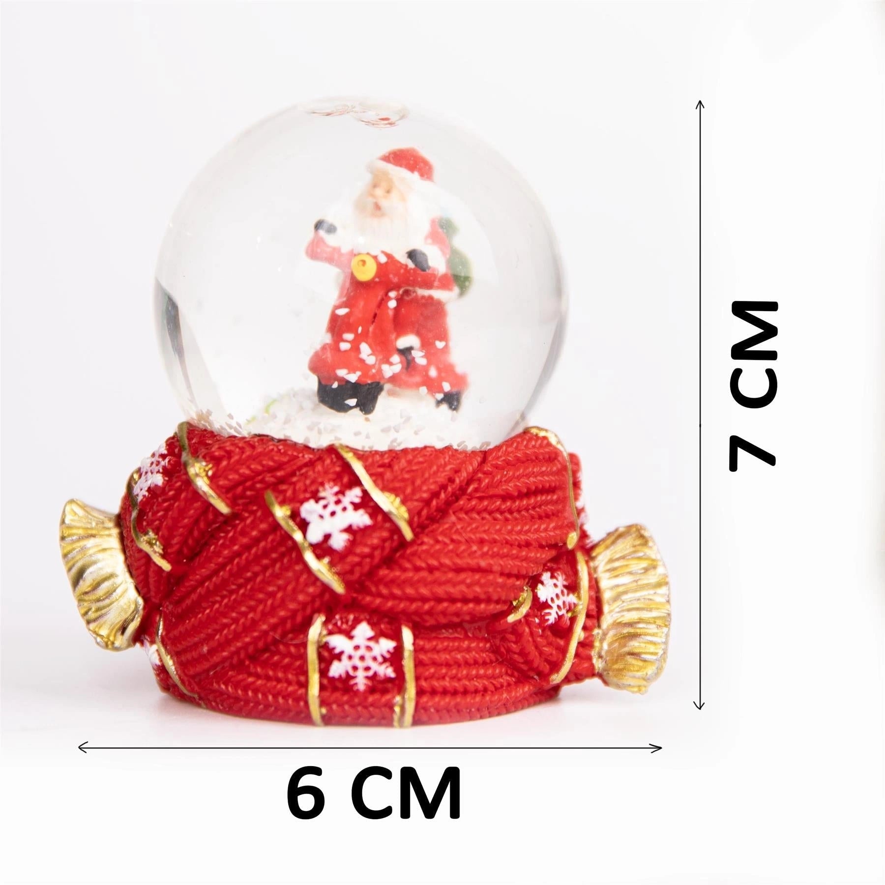 7cm Christmas Snow Globe Santa Reindeer Scarf Tabletop Window Xmas Home Decor