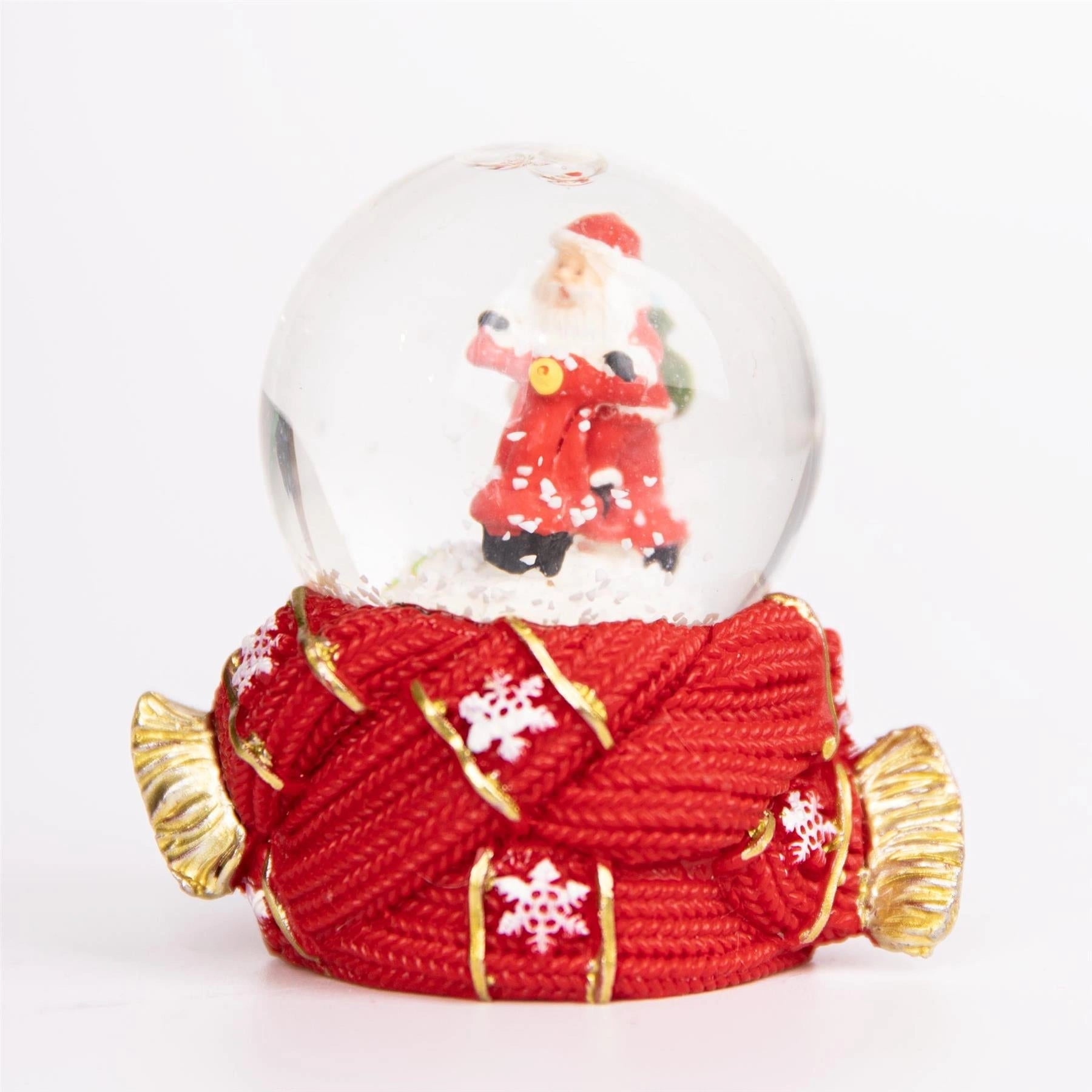 7cm Christmas Snow Globe Santa Reindeer Scarf Tabletop Window Xmas Home Decor