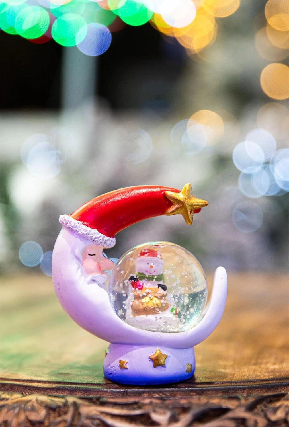 Christmas Snow Globe Moon Base Snowman 1x Santa Tabletop Window Xmas Home Decor