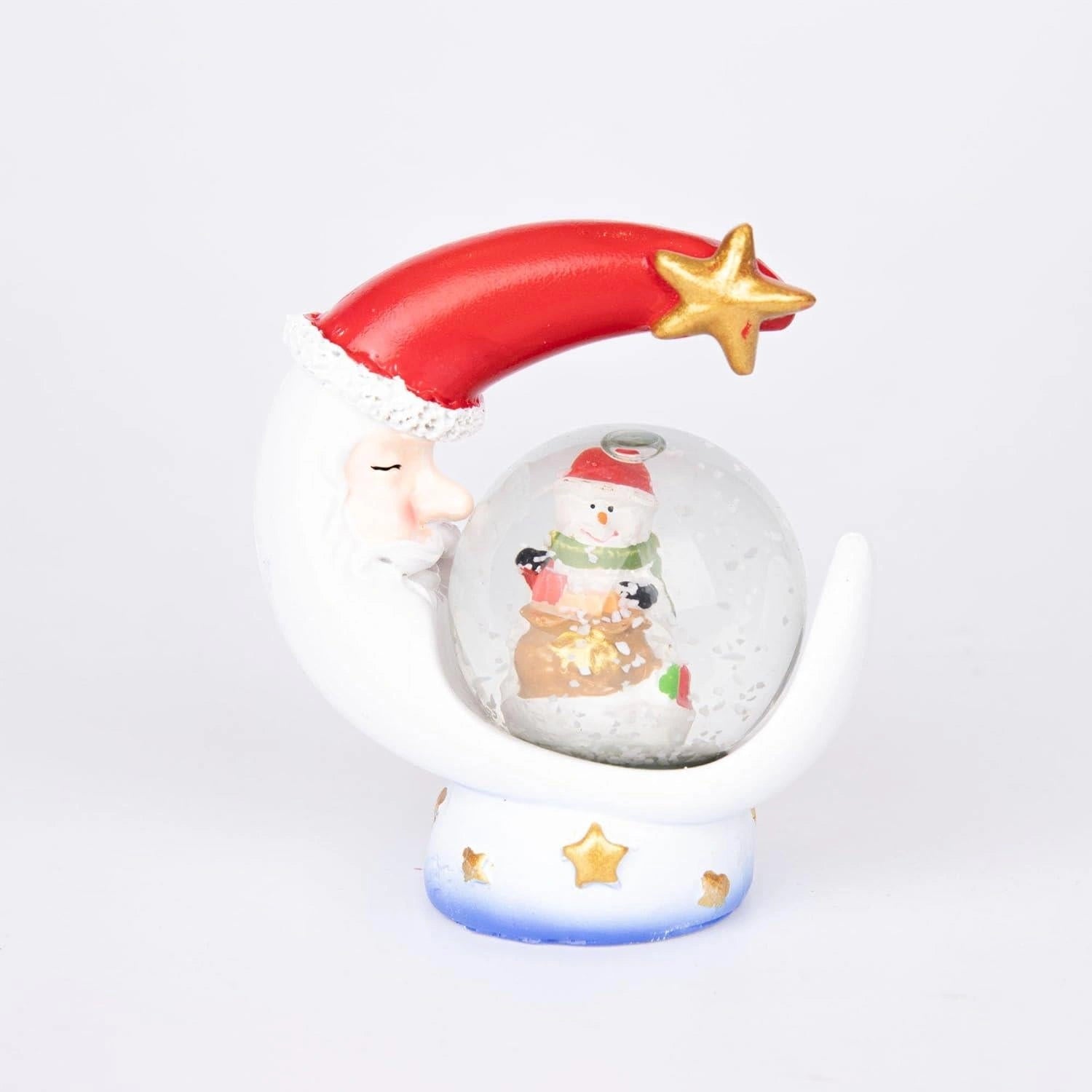 Christmas Snow Globe Moon Base Snowman 1x Santa Tabletop Window Xmas Home Decor