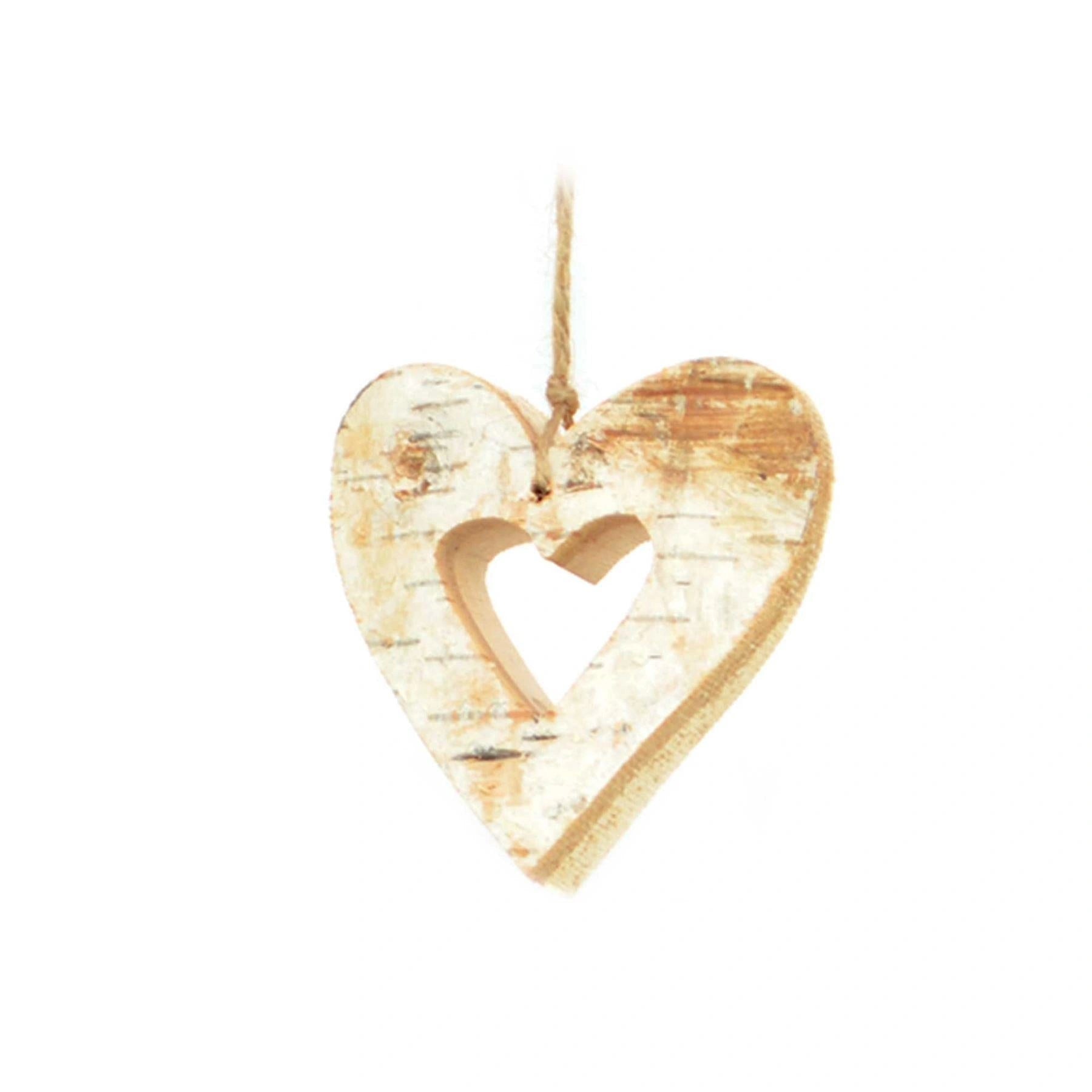 8Cm Real Woodn Ornament For Christmas Tree Hanging Decorations Heand Crafted -Heart
