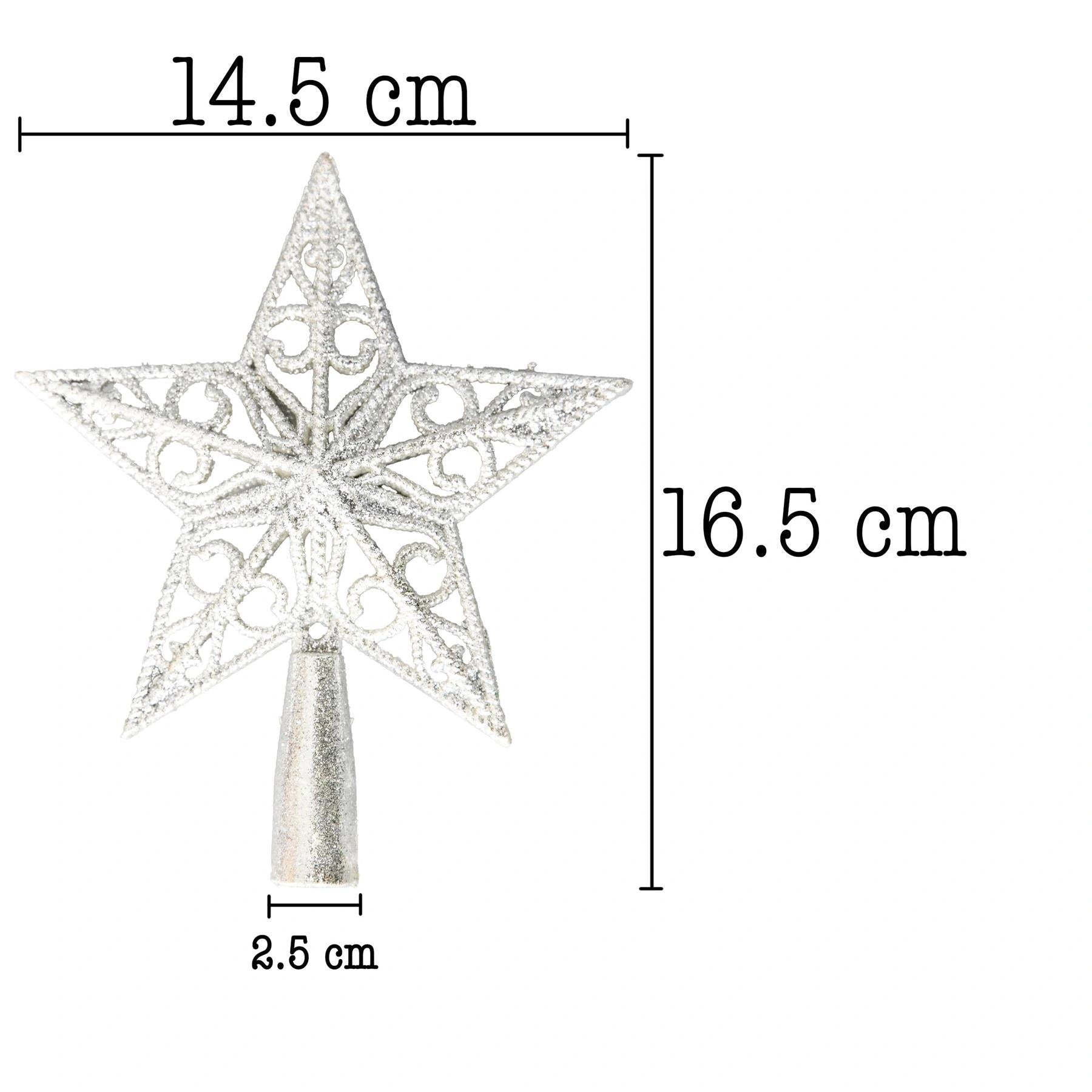 14.5cm Christmas Star Tree Topper Silver Glitter Crown Xmas Tree Ornaments Decor
