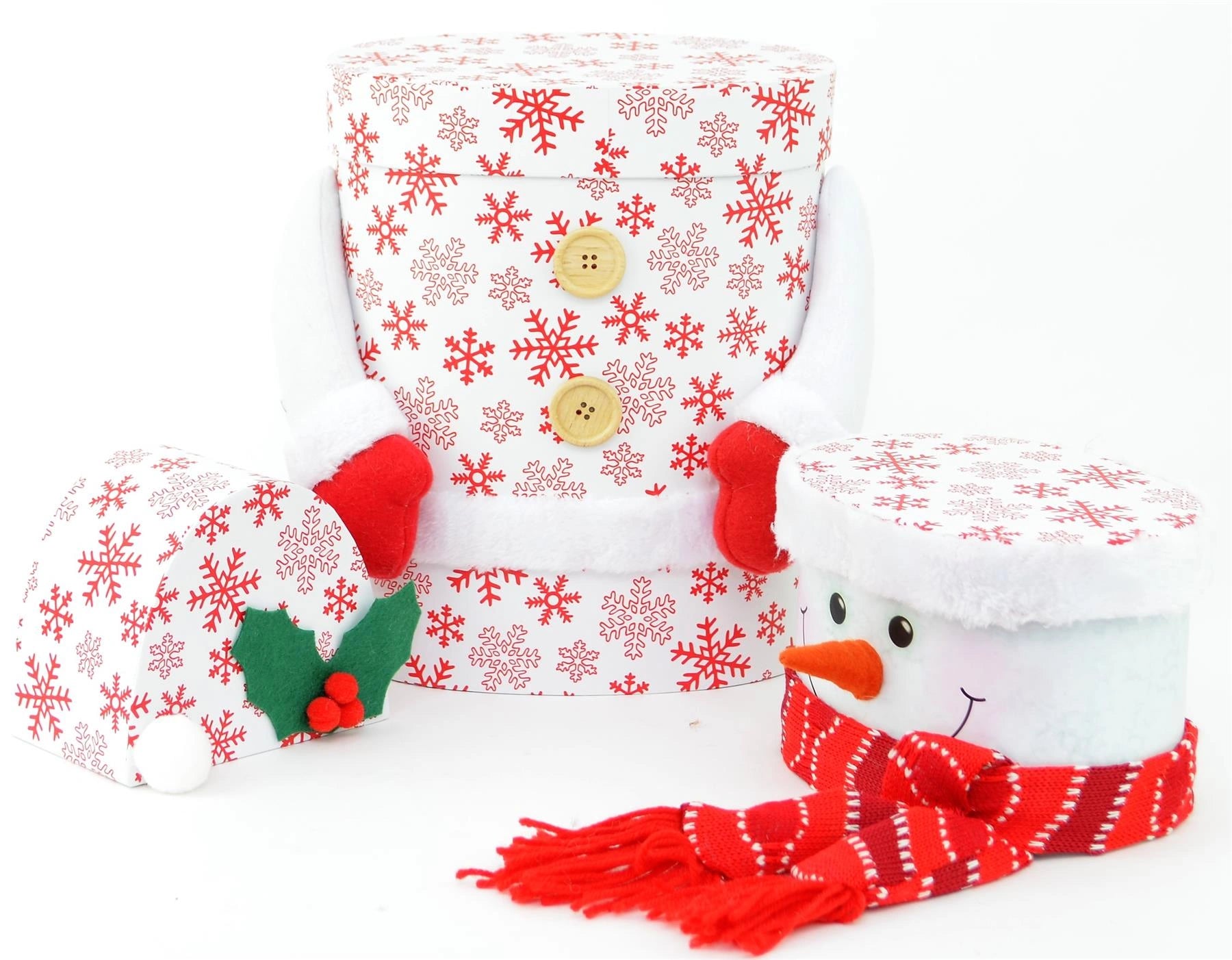 Ovel Snowman Christmas Novelty 3 Pcs Box Set Xmas Decoration Gift Present Boxes