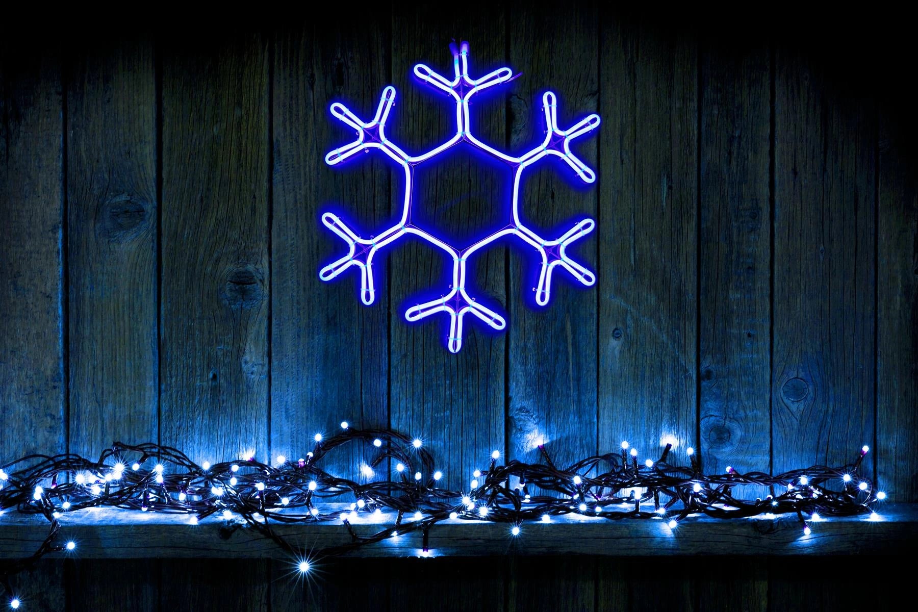 Snowflake Rope Light Silhouette-Blue 38Cm