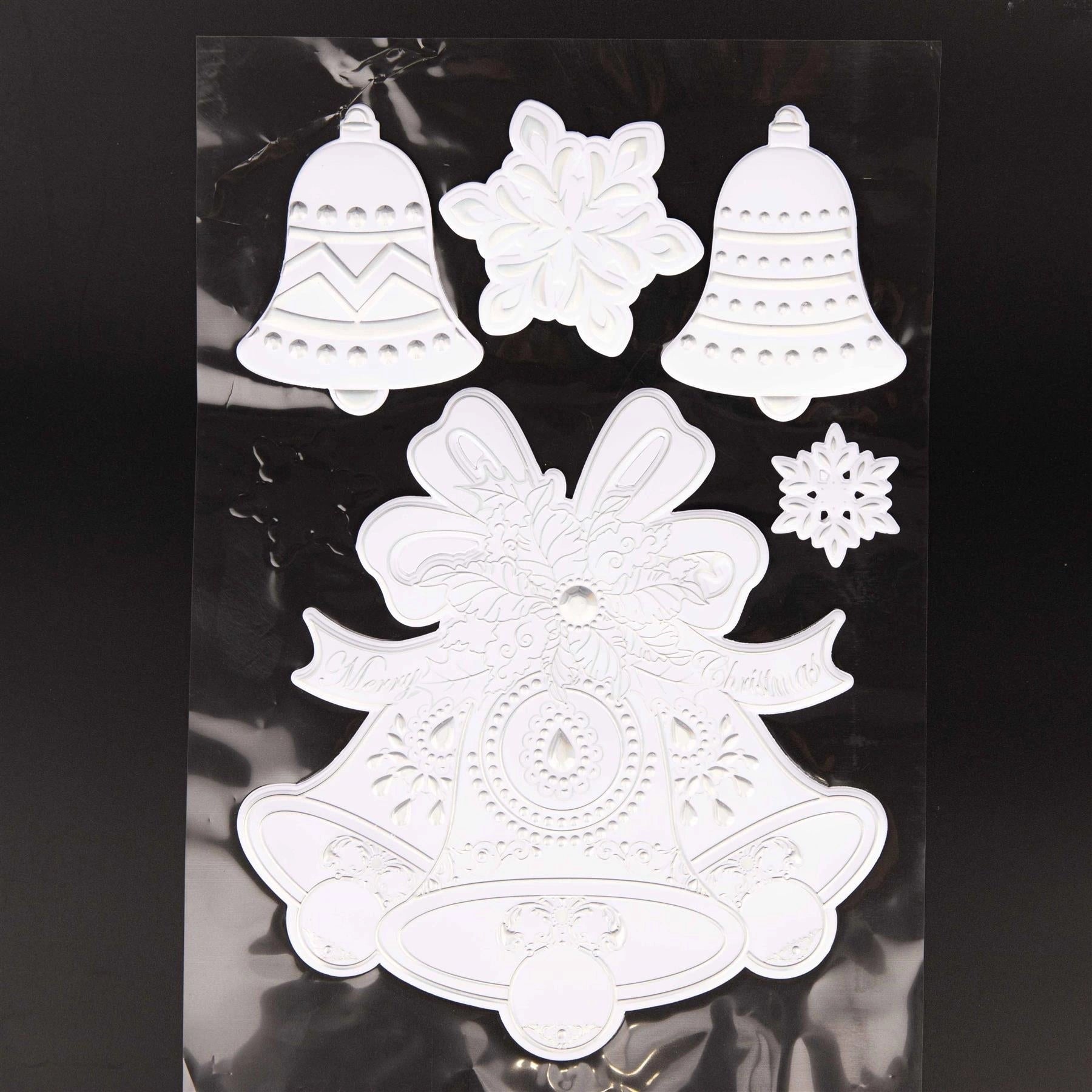 8 Christmas Window Stickers 3D Santa Snowflake Snowman Reusable Decal Xmas Decor