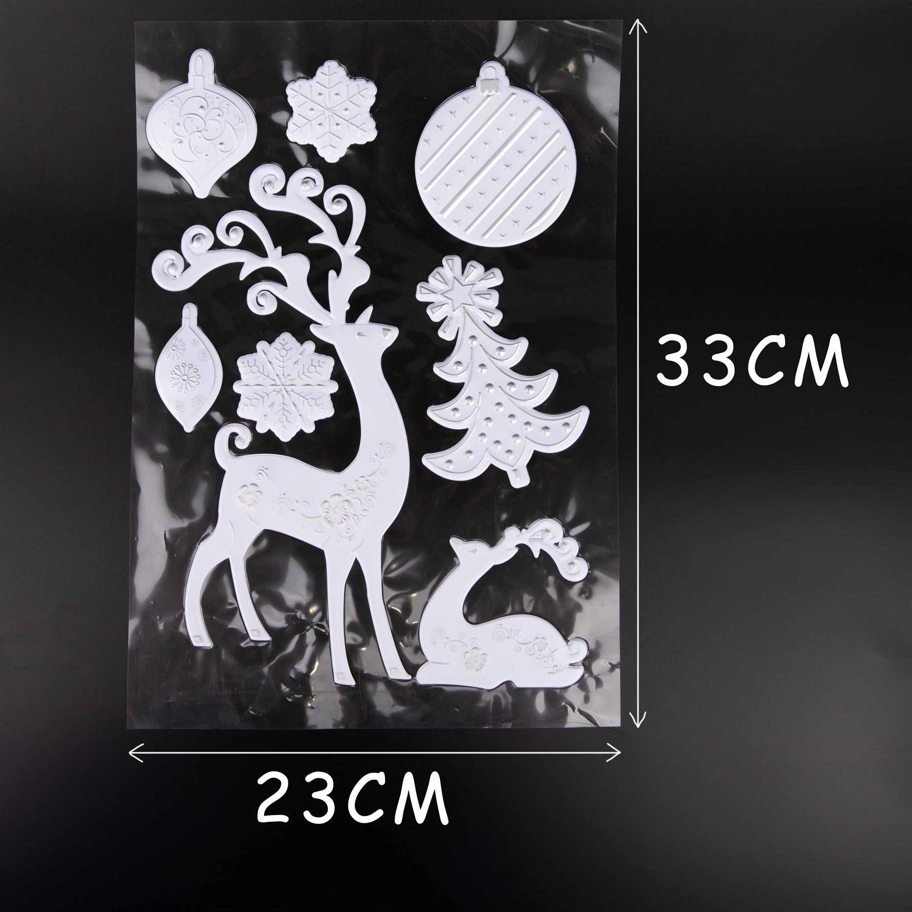 8 Christmas Window Stickers 3D Santa Snowflake Snowman Reusable Decal Xmas Decor