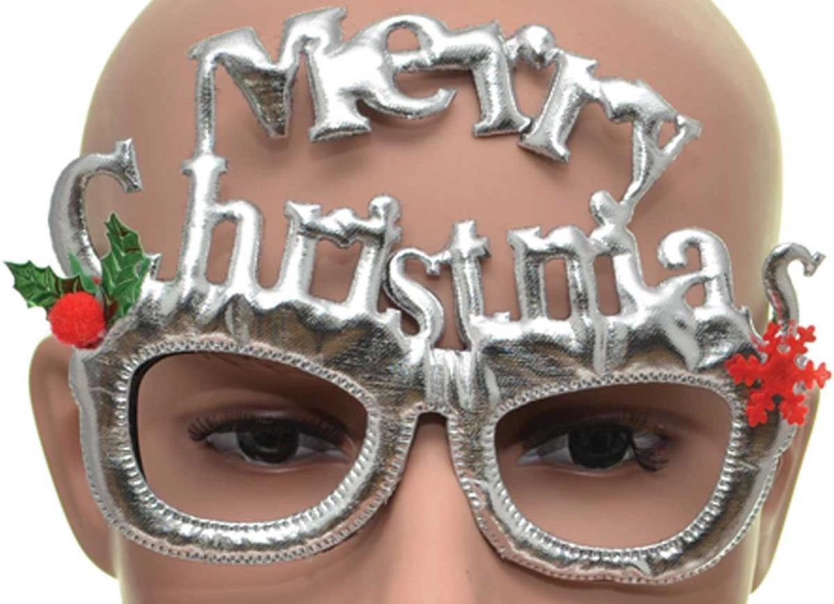 Silver Merry Christmas Glasses One Size Specs Fancy Xmas Dress Novelty Sunglasses Party Accessories