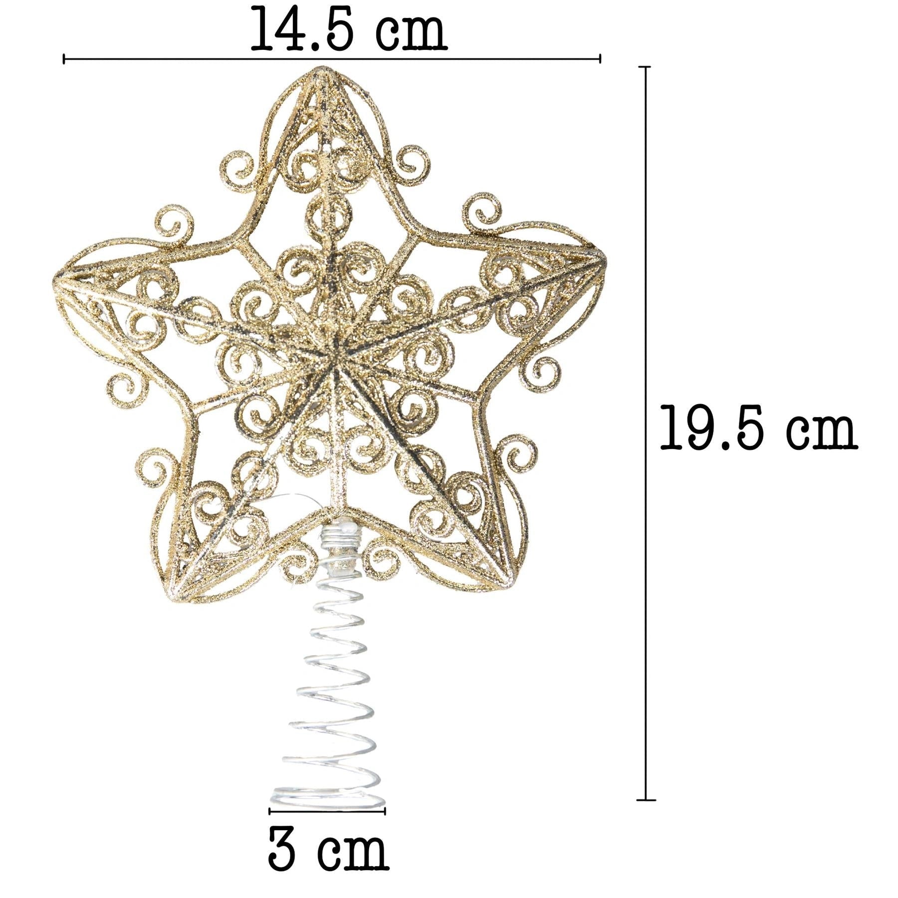 Christmas Star Tree Topper Gold Glitter Crown Xmas Tree Ornaments Decor 14.5cm