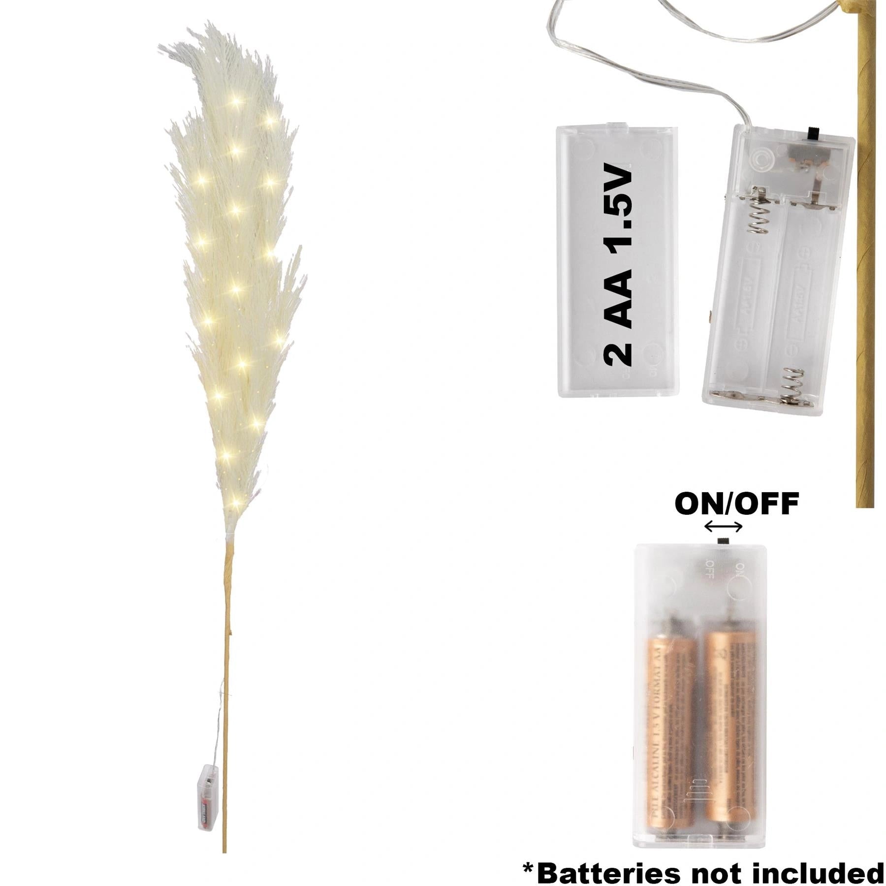 100Cm B/O Pampas Grass Cream W/ 30 Ww Leds