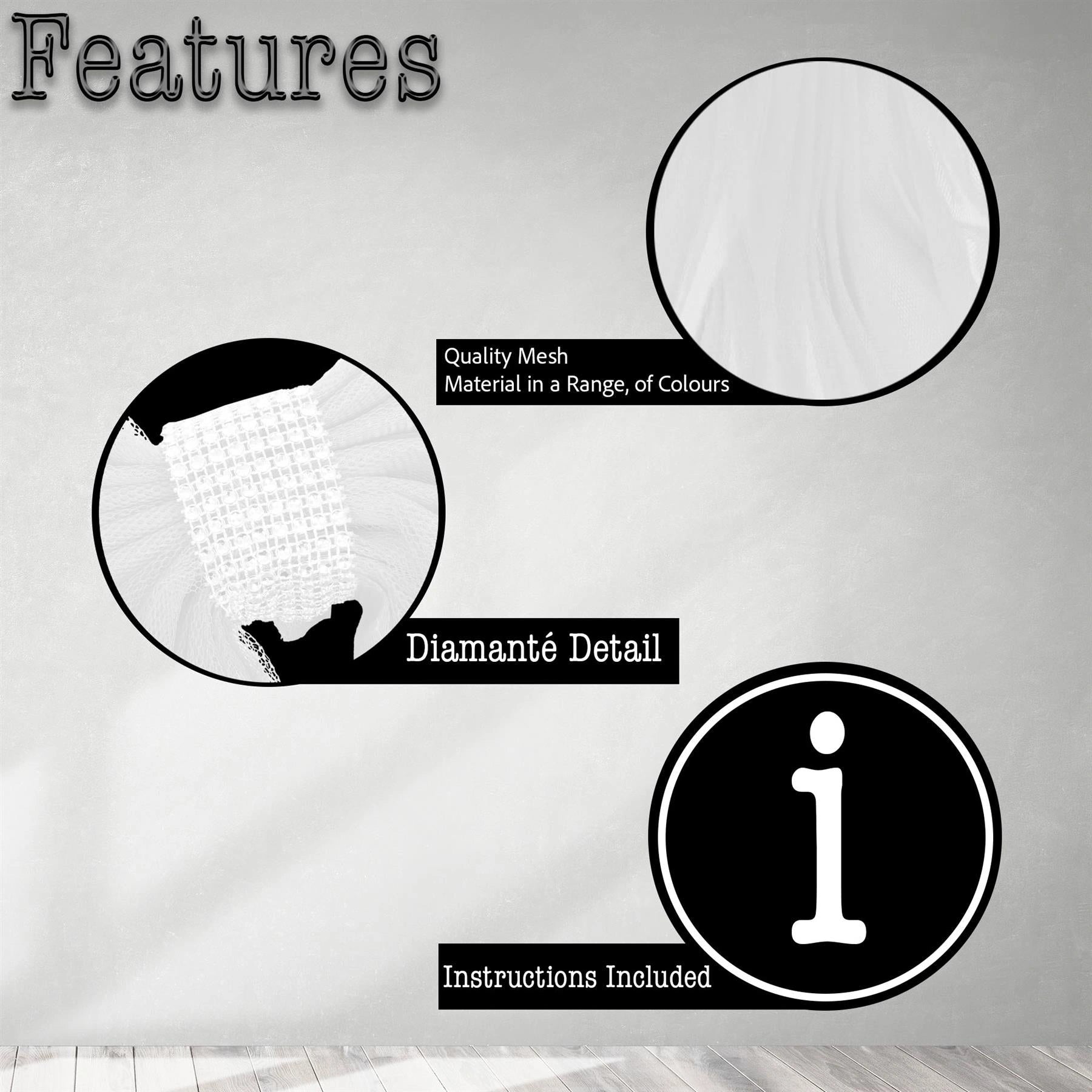 2PCS Giant Christmas Door Bow White Organza Wedding Festive Xmas Home Decor 7.5m