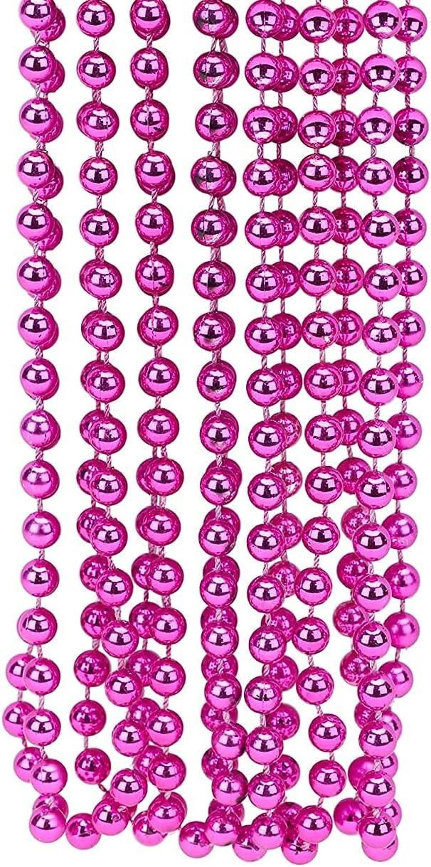 Shiny Pink Christmas Tree Bead Garland - 24ft DIY Decor for a Festive Home