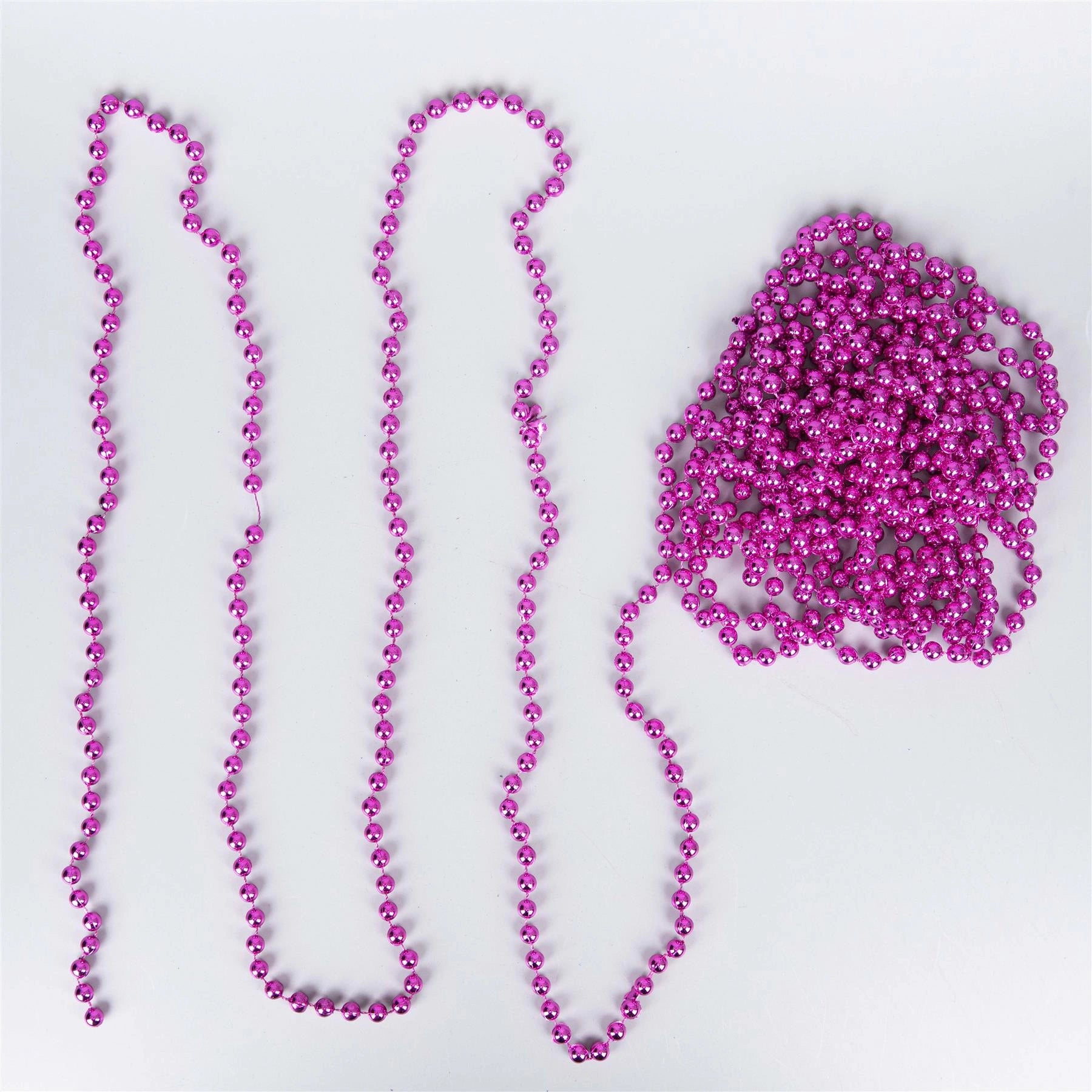 Shiny Pink Christmas Tree Bead Garland - 24ft DIY Decor for a Festive Home