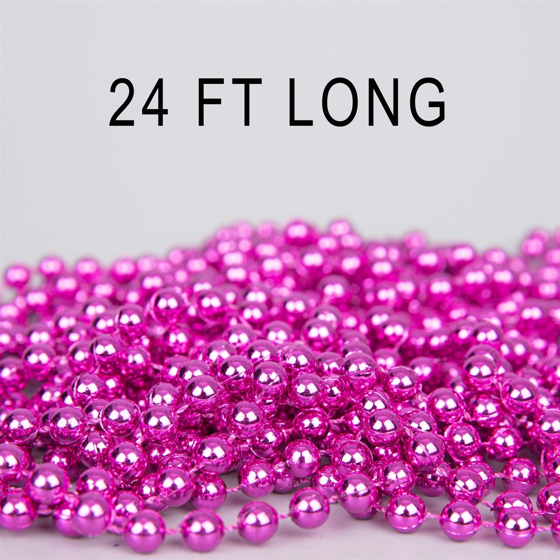 Shiny Pink Christmas Tree Bead Garland - 24ft DIY Decor for a Festive Home