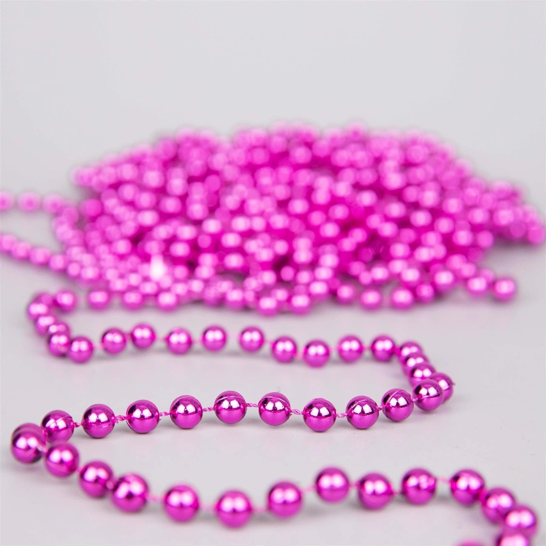 Shiny Pink Christmas Tree Bead Garland - 24ft DIY Decor for a Festive Home