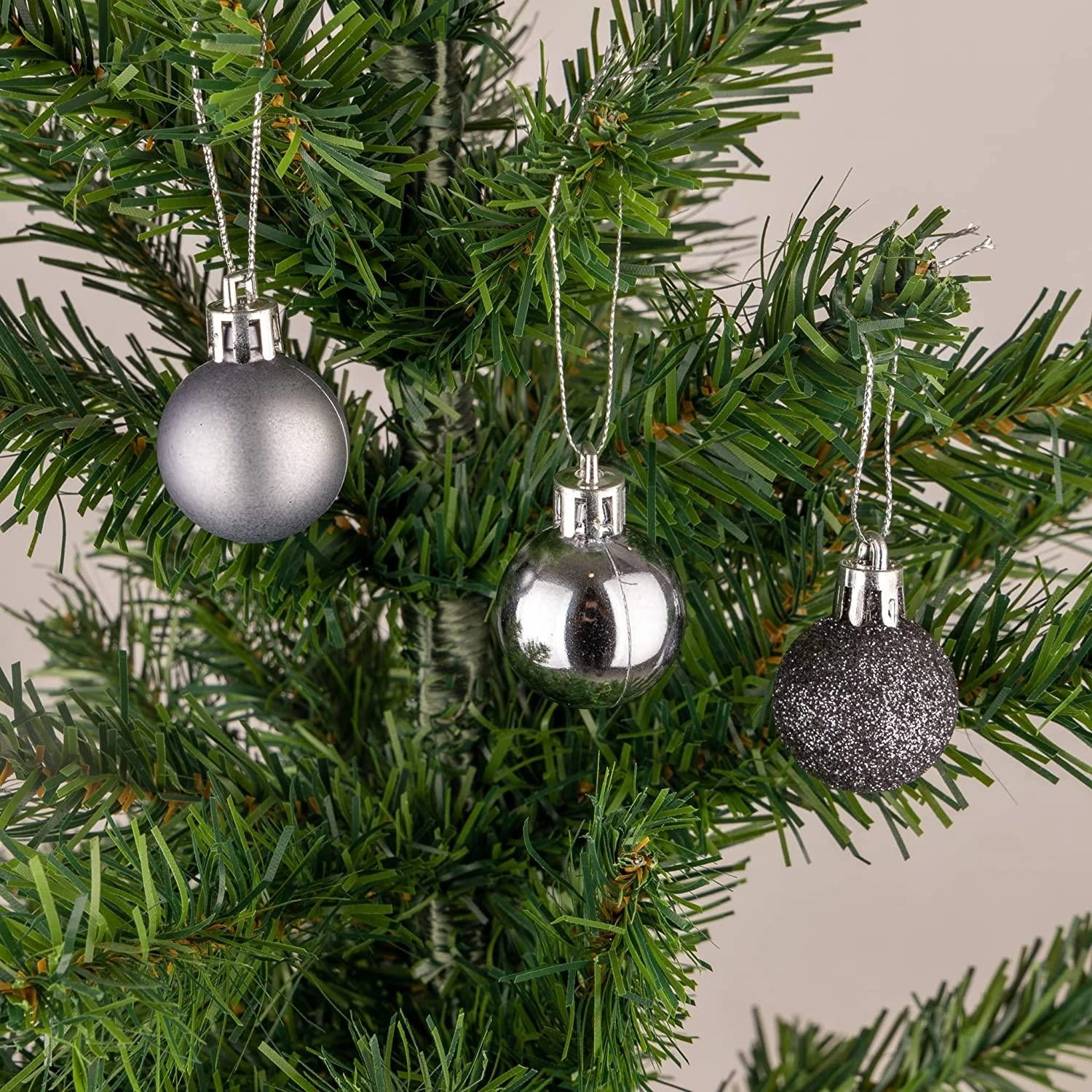 24X Christmas Baubles Tree Ornament Dark Grey Ball Xmas Hanging Decoration 30mm