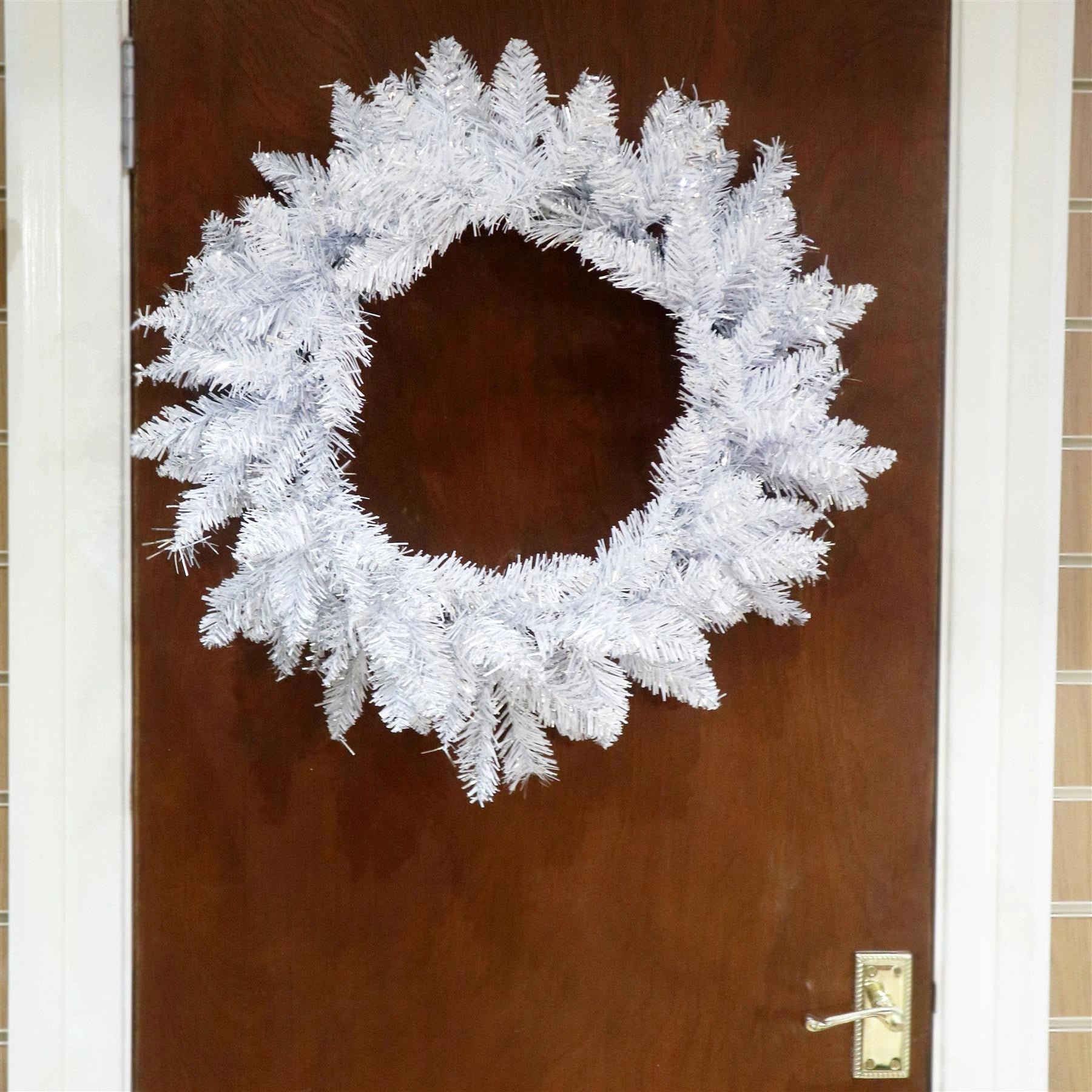 White Christmas Wreath Artificial Bushy Pine Wall Door XMAS Home Decoration 55CM