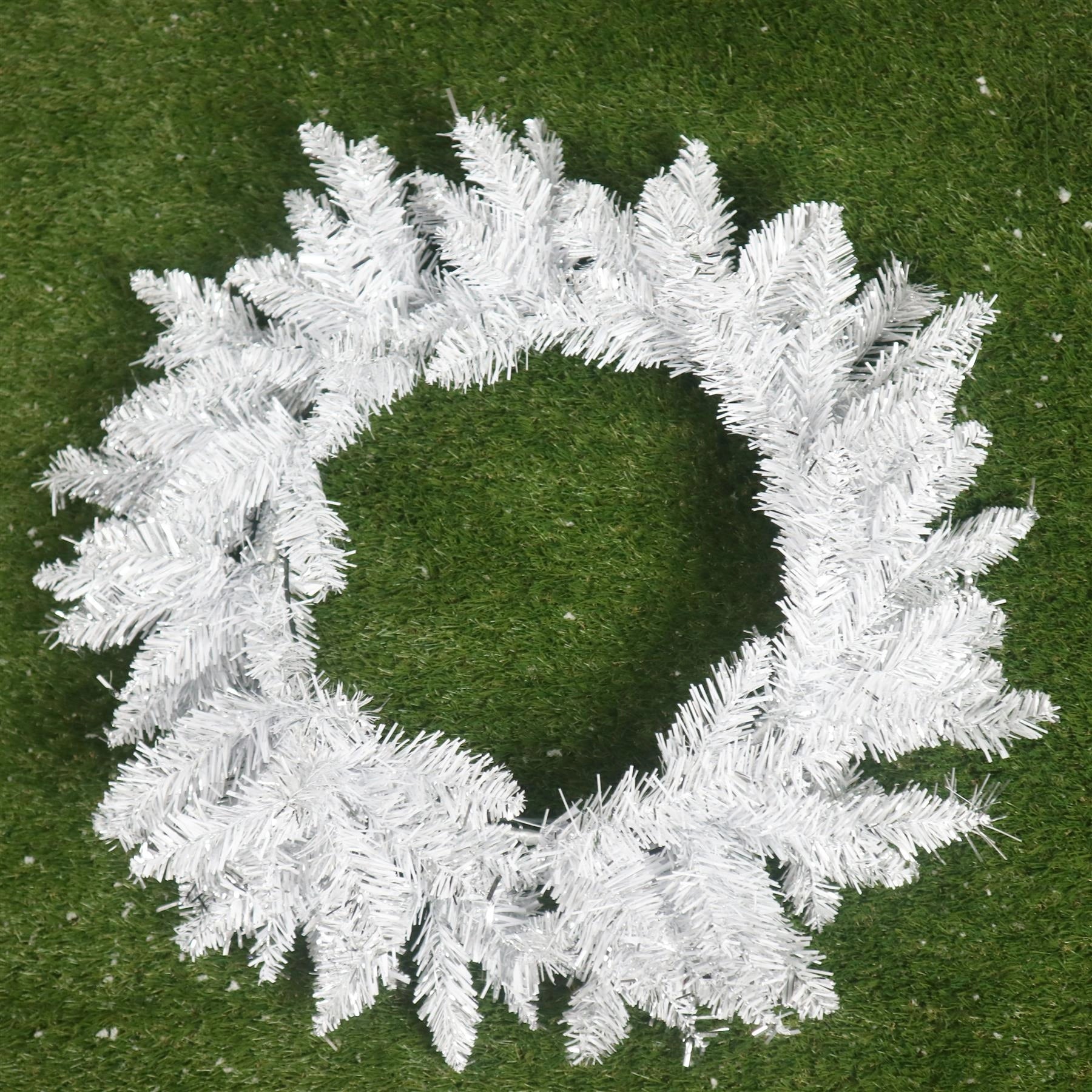White Christmas Wreath Artificial Bushy Pine Wall Door XMAS Home Decoration 55CM