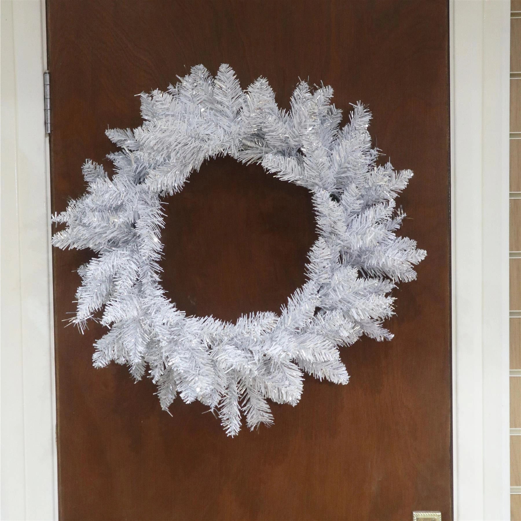 White Christmas Wreath Artificial Bushy Pine Wall Door XMAS Home Decoration 55CM
