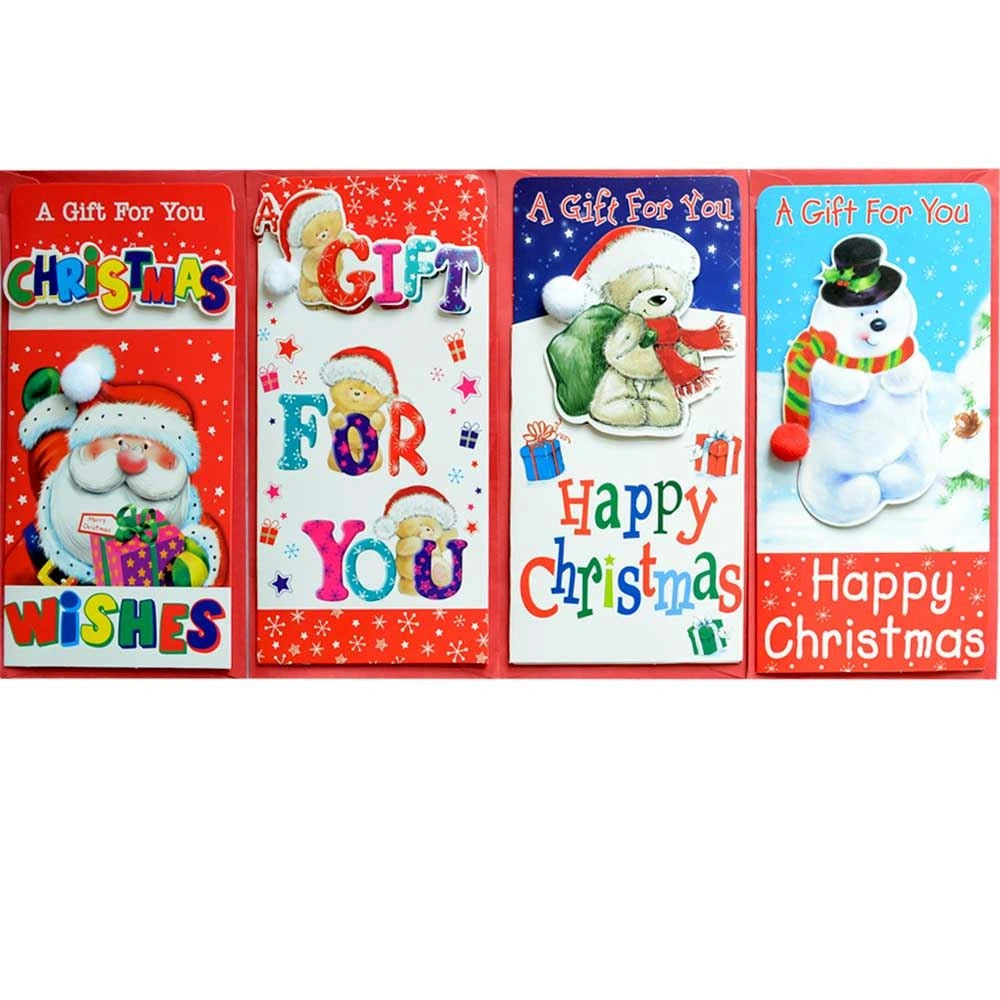Pack Of 4 Cute Christmas Money Wallets Gift Cards Envelopes Handmade 3D Quality
