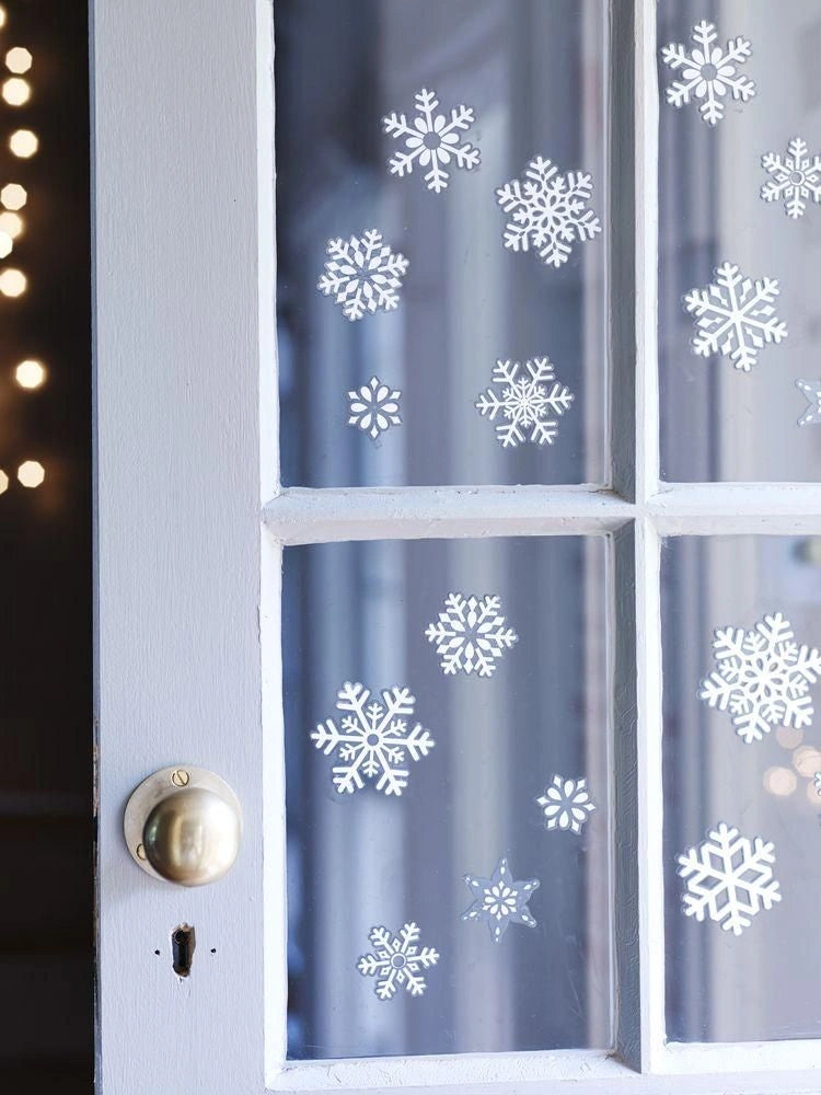 200 Snowflake Stickers Christmas Window Glass Decal Glitter Xmas Home Decoration