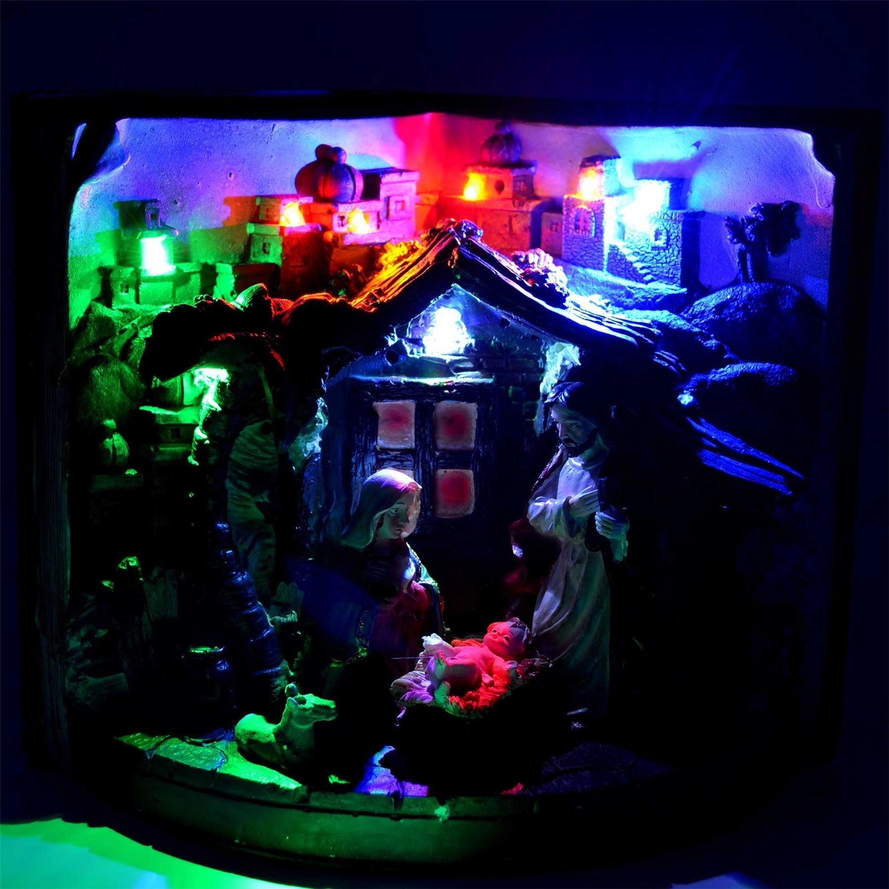 Christmas Musical Light Up Nativity Sculpture Set Presents Home Xmas Decorations