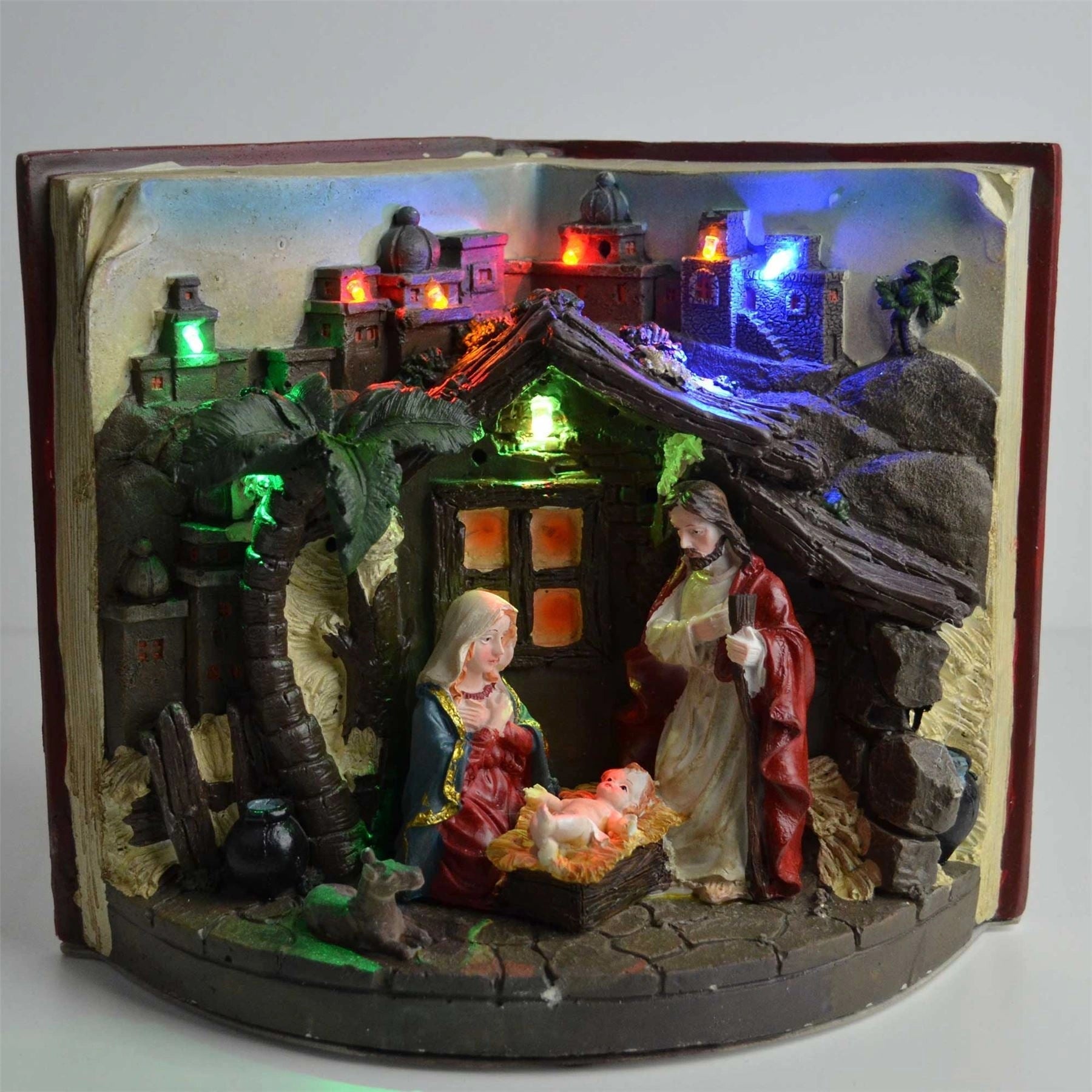 Christmas Musical Light Up Nativity Sculpture Set Presents Home Xmas Decorations