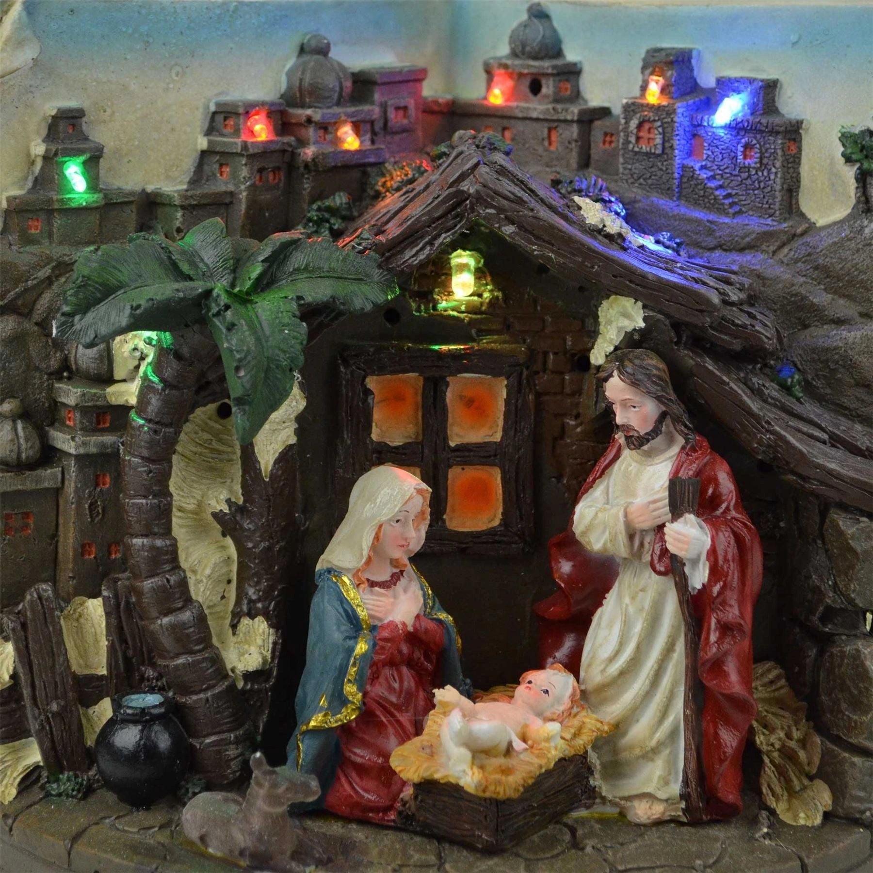 Christmas Musical Light Up Nativity Sculpture Set Presents Home Xmas Decorations