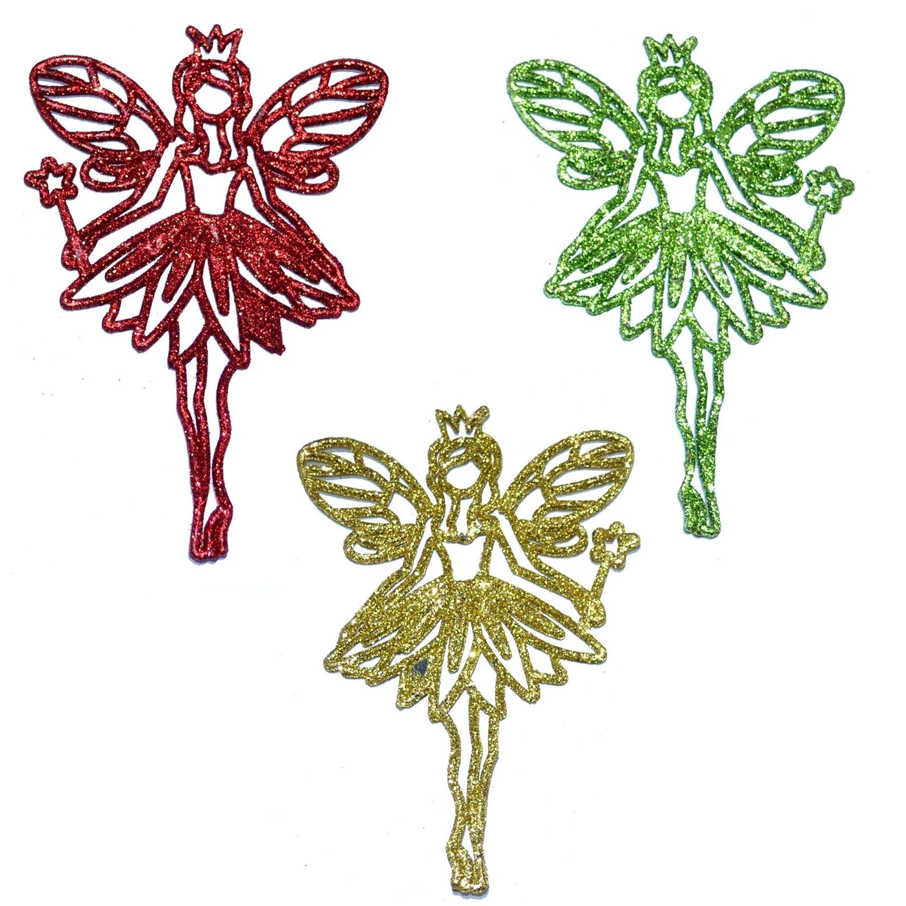 Glitter Angles Christmas String Hanging Ornament XMAS Tree Home Decoration 3PCS