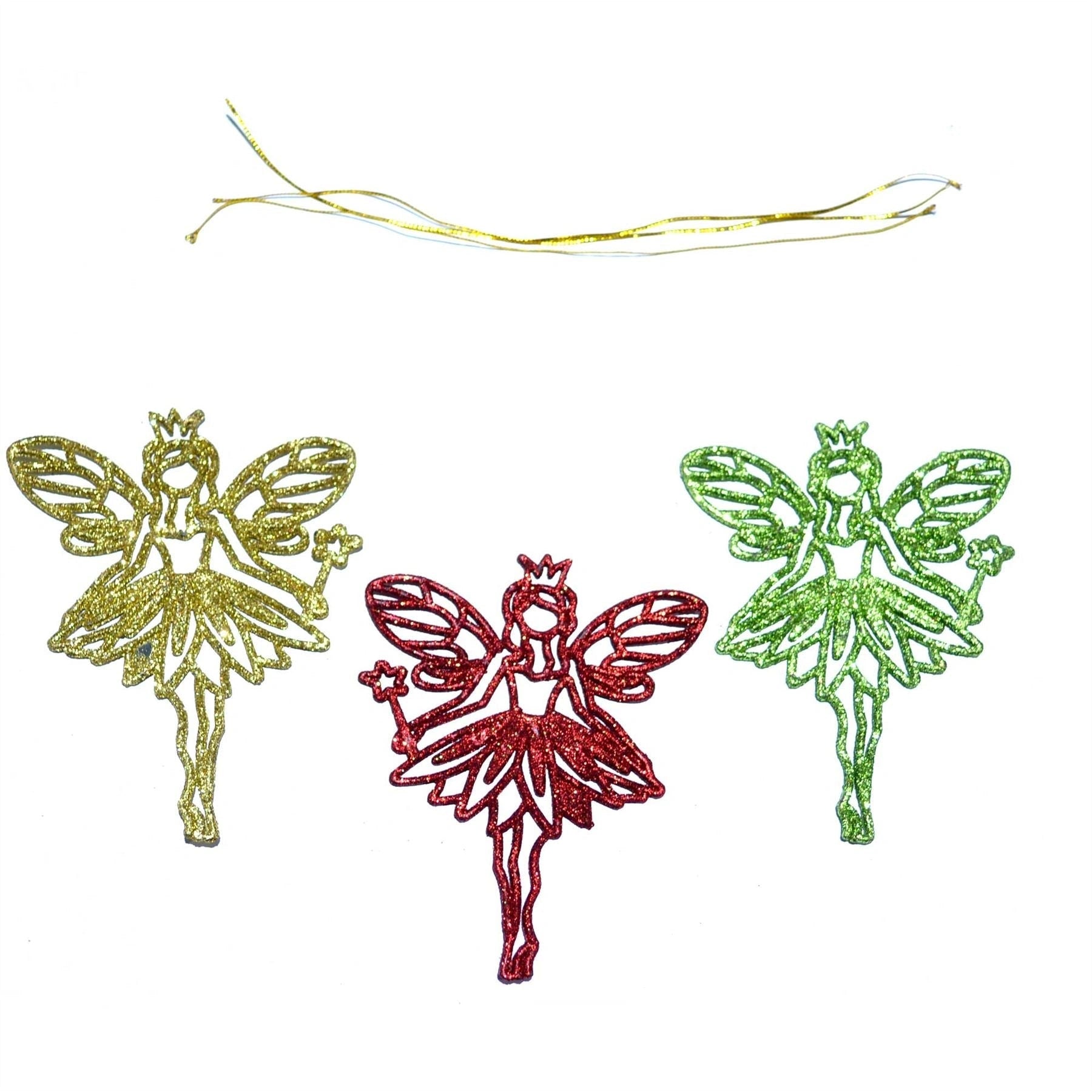 Glitter Angles Christmas String Hanging Ornament XMAS Tree Home Decoration 3PCS