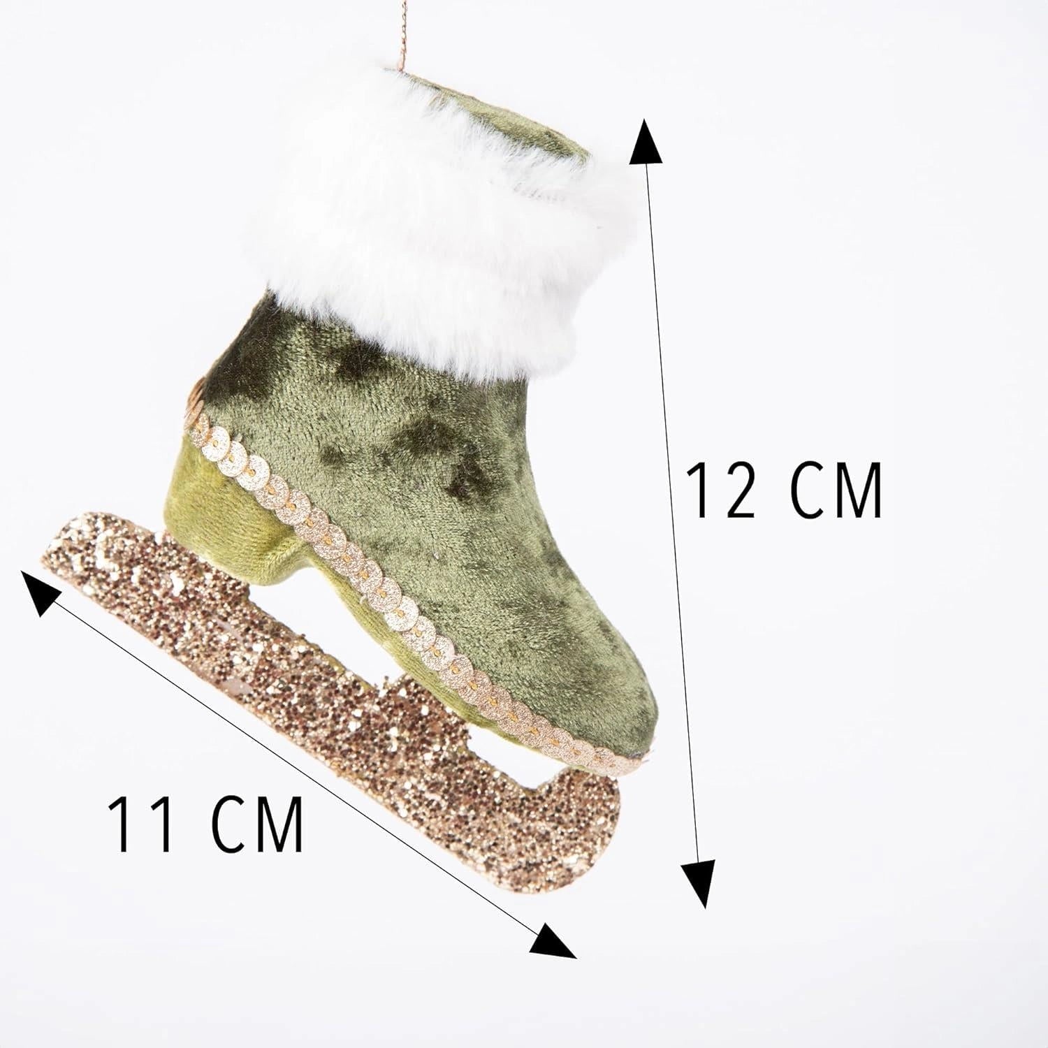 3X Christmas Hanging Ornament Tree Pendant Green Ice Skate Boot 12cm Xmas Decor