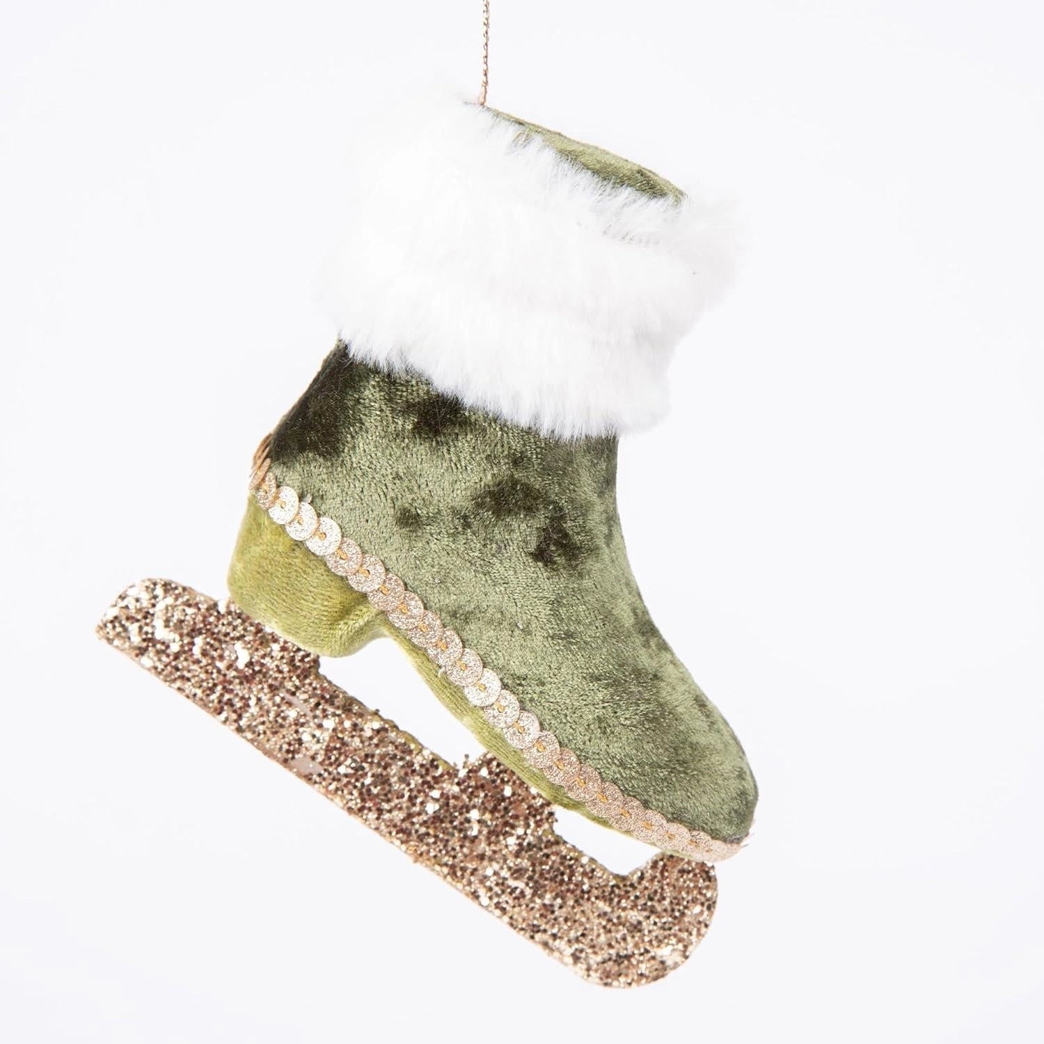 3X Christmas Hanging Ornament Tree Pendant Green Ice Skate Boot 12cm Xmas Decor