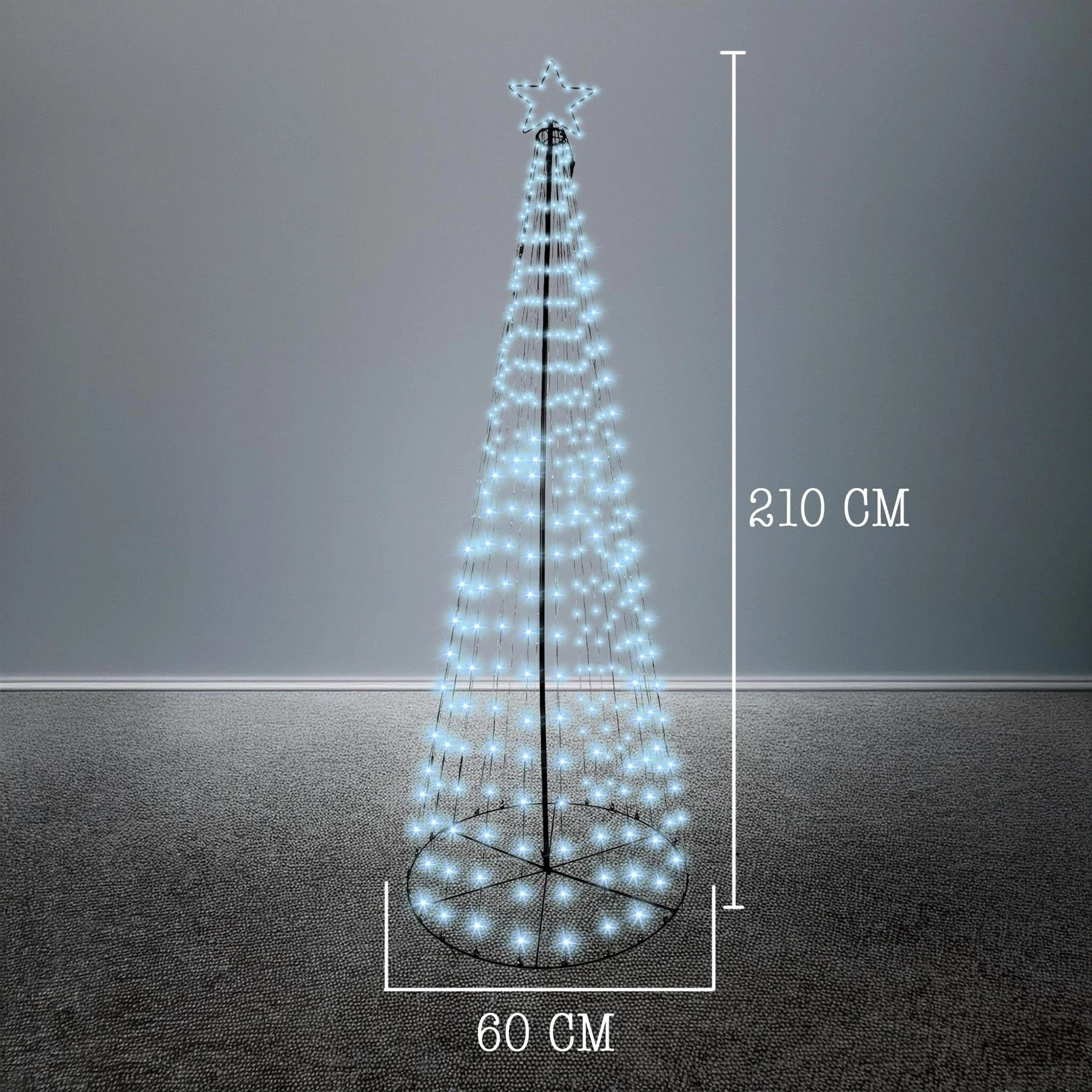 Christmas Cone Tree Maypole Star Topper Multifunction LED Lights Xmas Decor 7FT