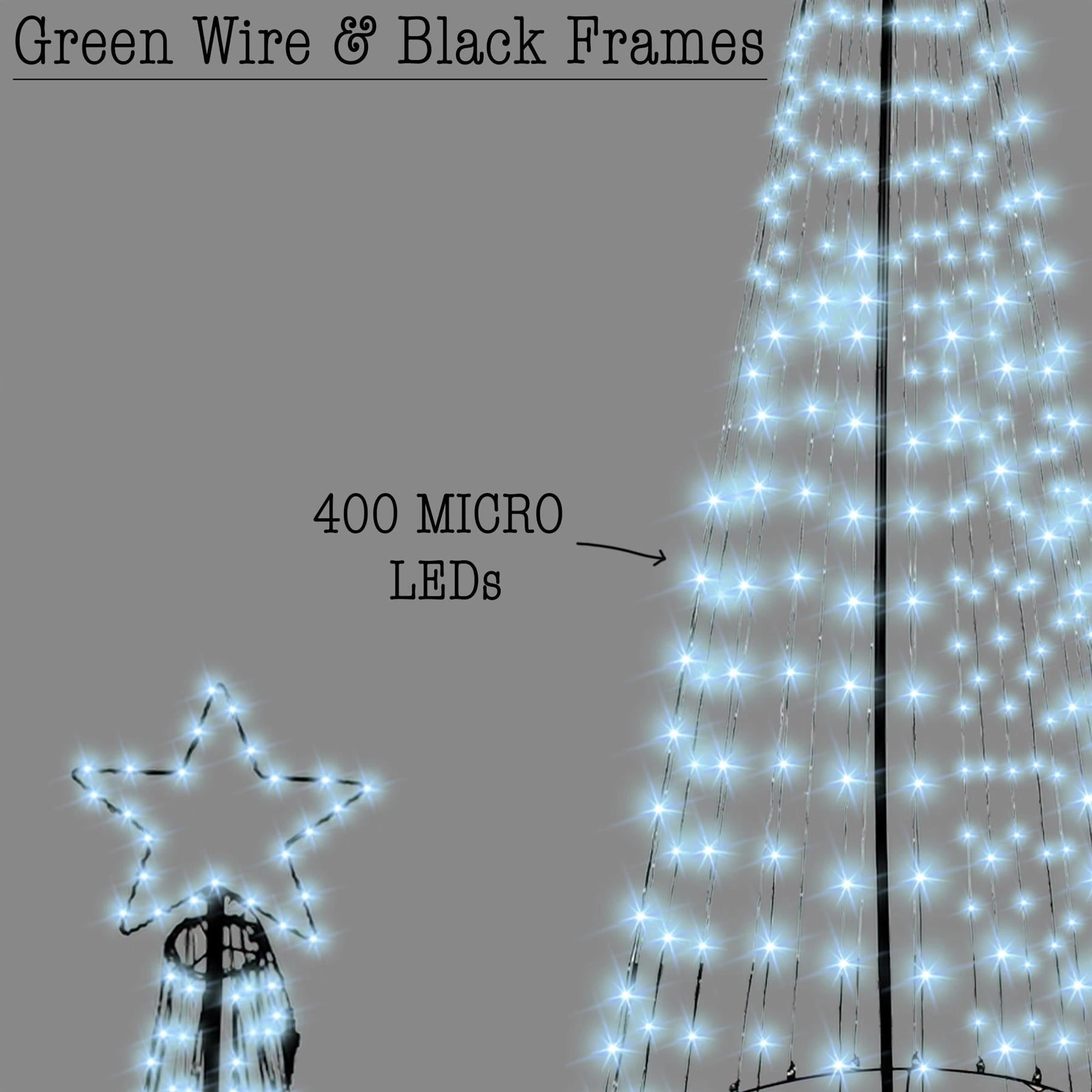 Christmas Cone Tree Maypole Star Topper Multifunction LED Lights Xmas Decor 7FT